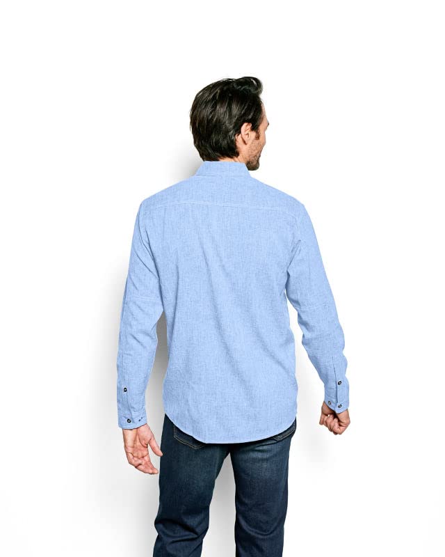 Orvis Tech Chambray Long Sleeve Men's Work Shirt - Lightweight Quick-Drying UPF 40+ Sun Protection Casual Button Down Shirt for Outdoor Work, Hiking & Everyday Wear