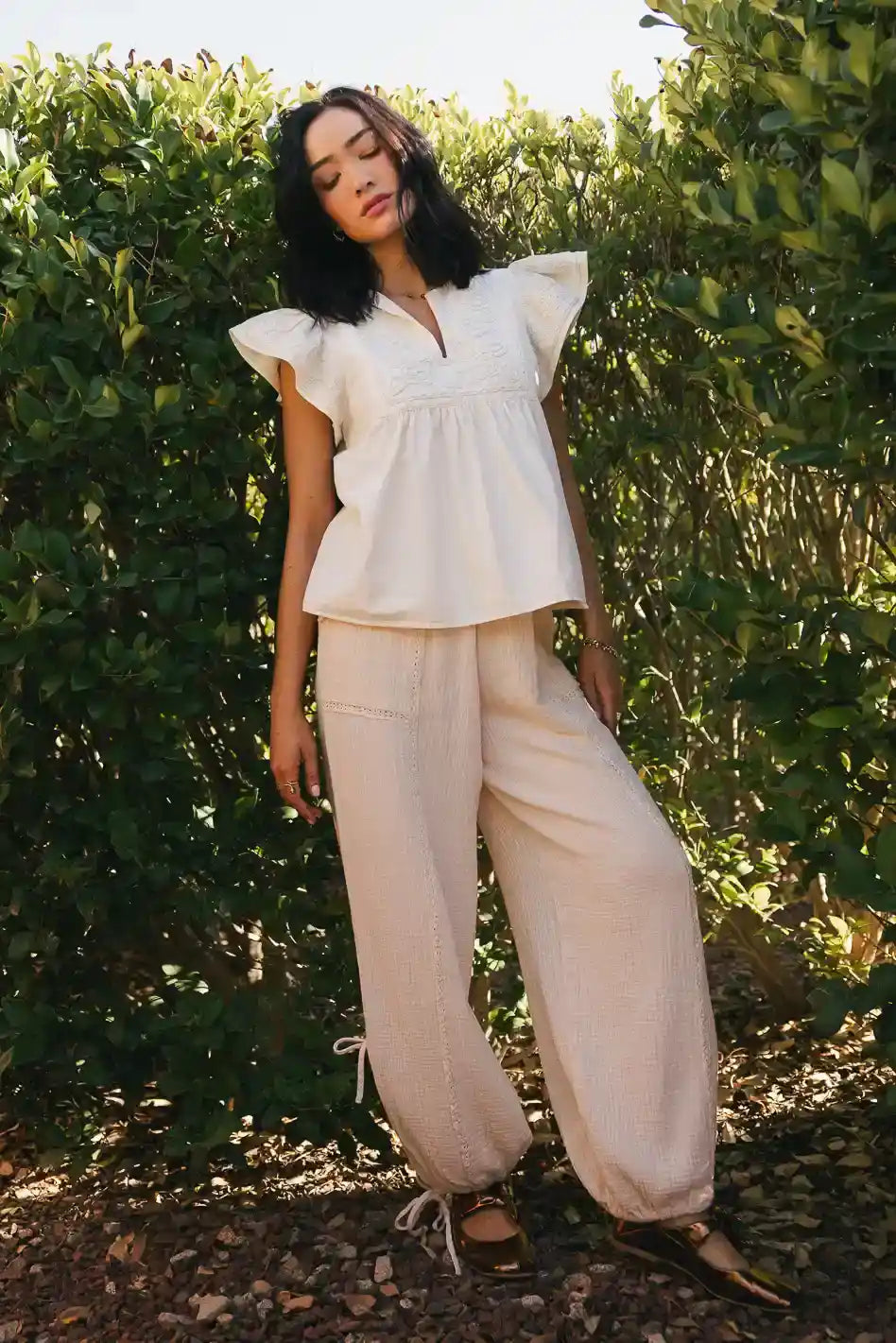 Avery Crinkle Joggers in Oatmeal - Soft Comfortable Women's Lounge Pants for Yoga, Running & Casual Wear