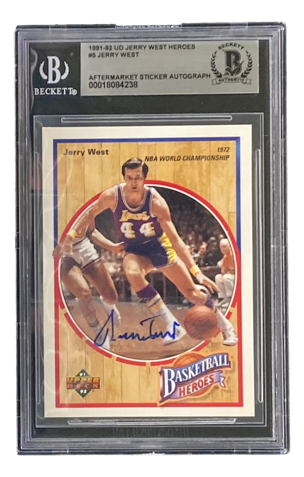 Jerry West Autographed 1991-92 Upper Deck Heroes #5 Lakers Basketball Trading Card - Perfect for NBA Memorabilia Collectors and Lakers Fans