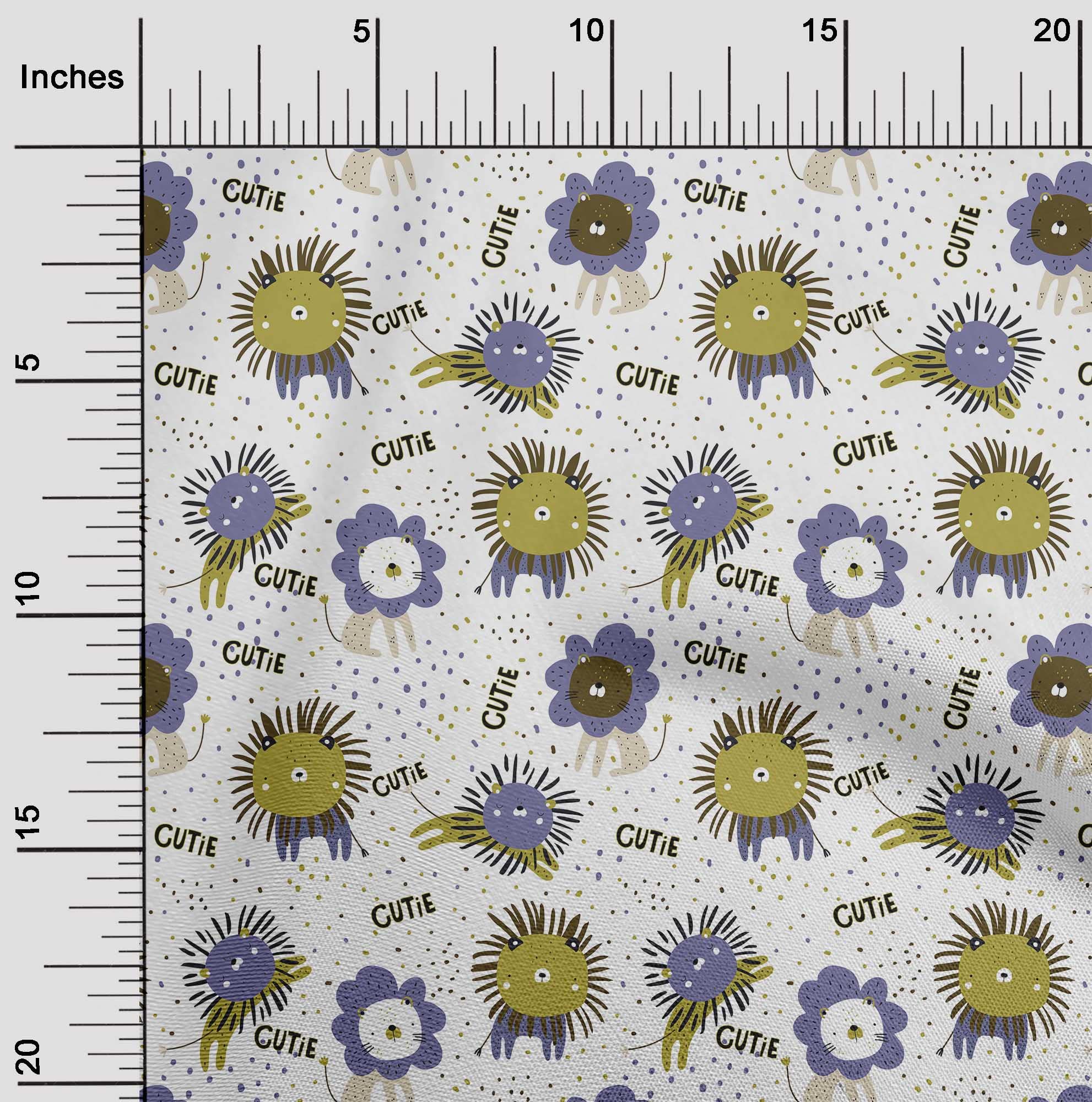Premium Cotton Cambric Lime Green Fabric for Kids - Cute Animal Print Quilting & Sewing Material by The Yard (56