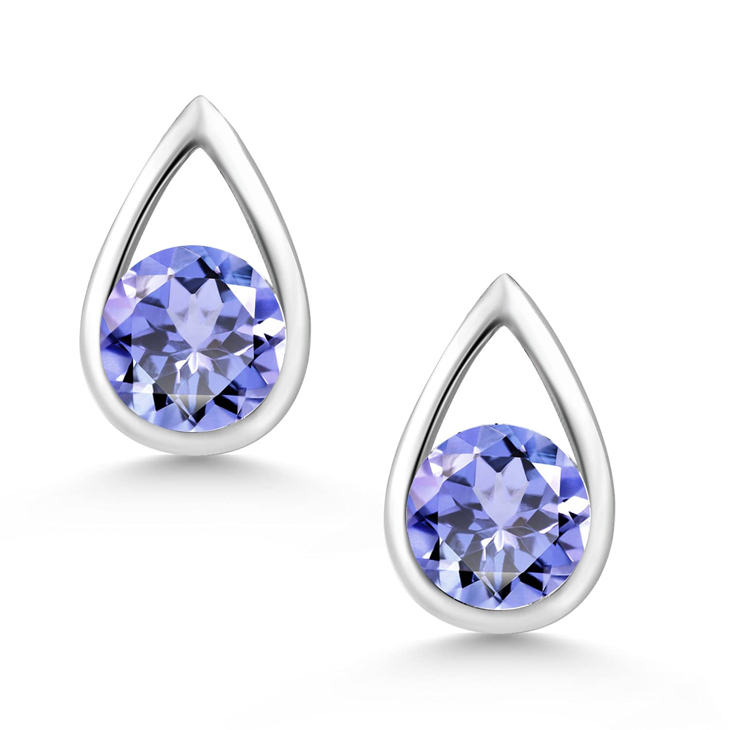 Gem Stone King Teardrop Stud Earrings for Women & Men - 925 Sterling Silver 5mm Round Birthstone Jewelry | Elegant Gift for Mom, Wife, Her | Perfect for Birthdays, Anniversaries & Special Occasions
