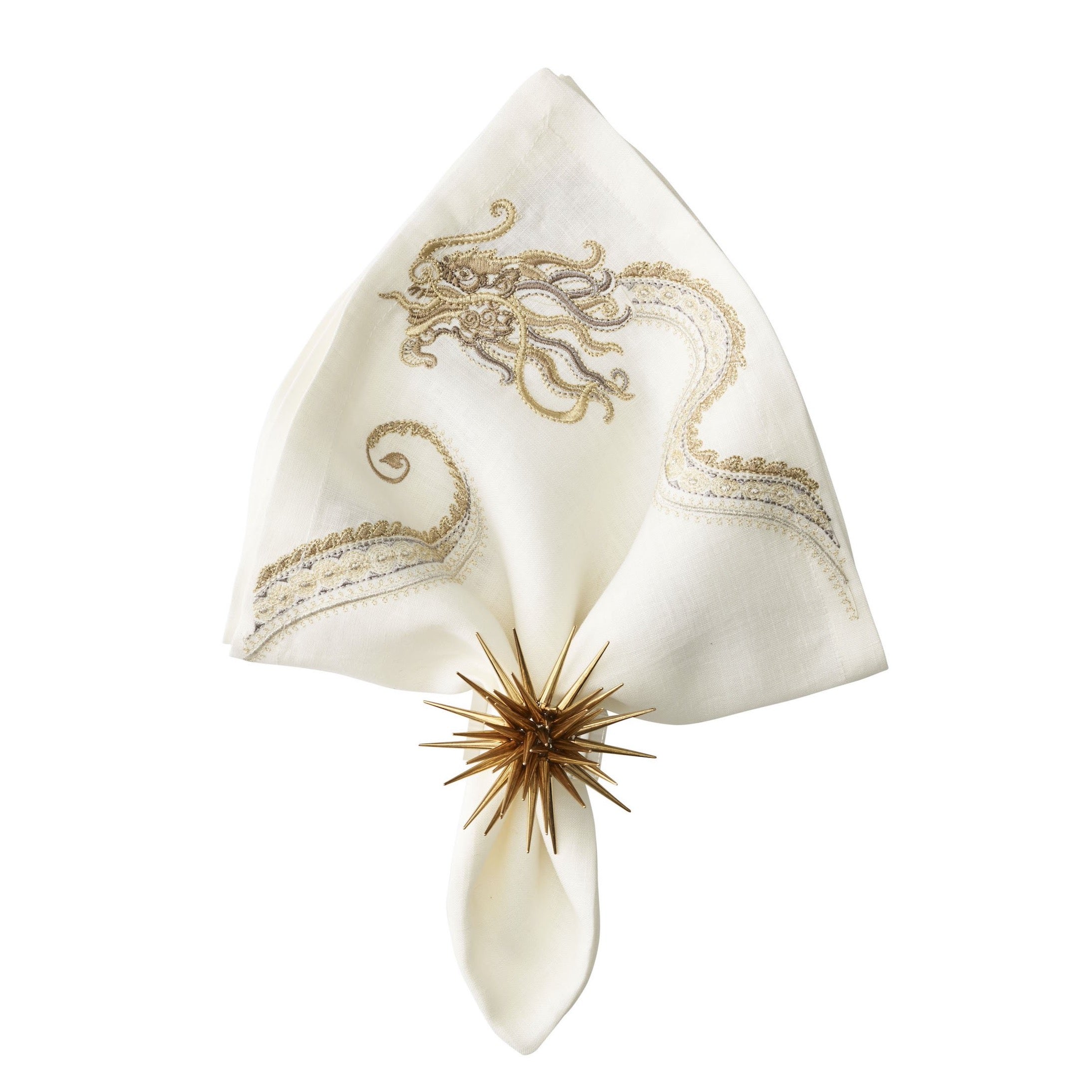 Imperial Dragon Napkin Set - Elegant White, Gold, Silver for Wedding, Party & Holiday Table Decor - Premium Quality Paper Napkins for Special Occasions