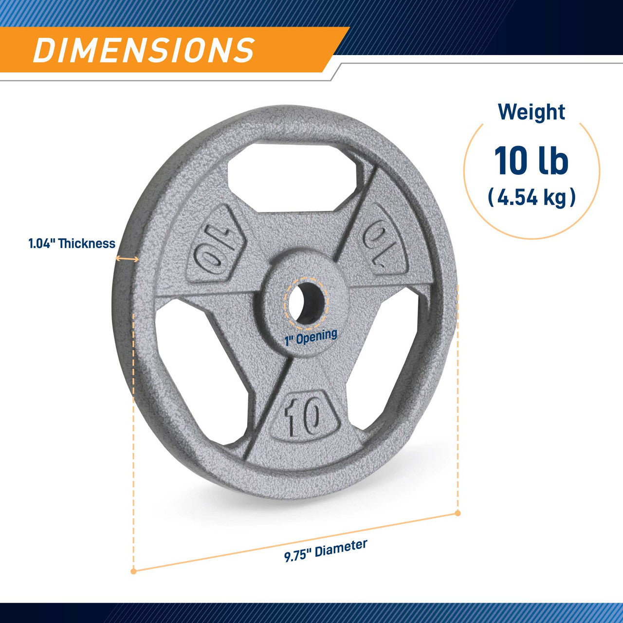 10lb Standard Size Grip Plate B5G 5510 - Durable Weight Plates for Home Gym, Strength Training & CrossFit Workouts
