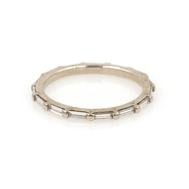 Eternity Baguette Diamond Band Ring for Women - 14K White Gold Wedding Anniversary Stackable Ring - Perfect for Bridal Jewelry, Engagement Gift & Special Occasions