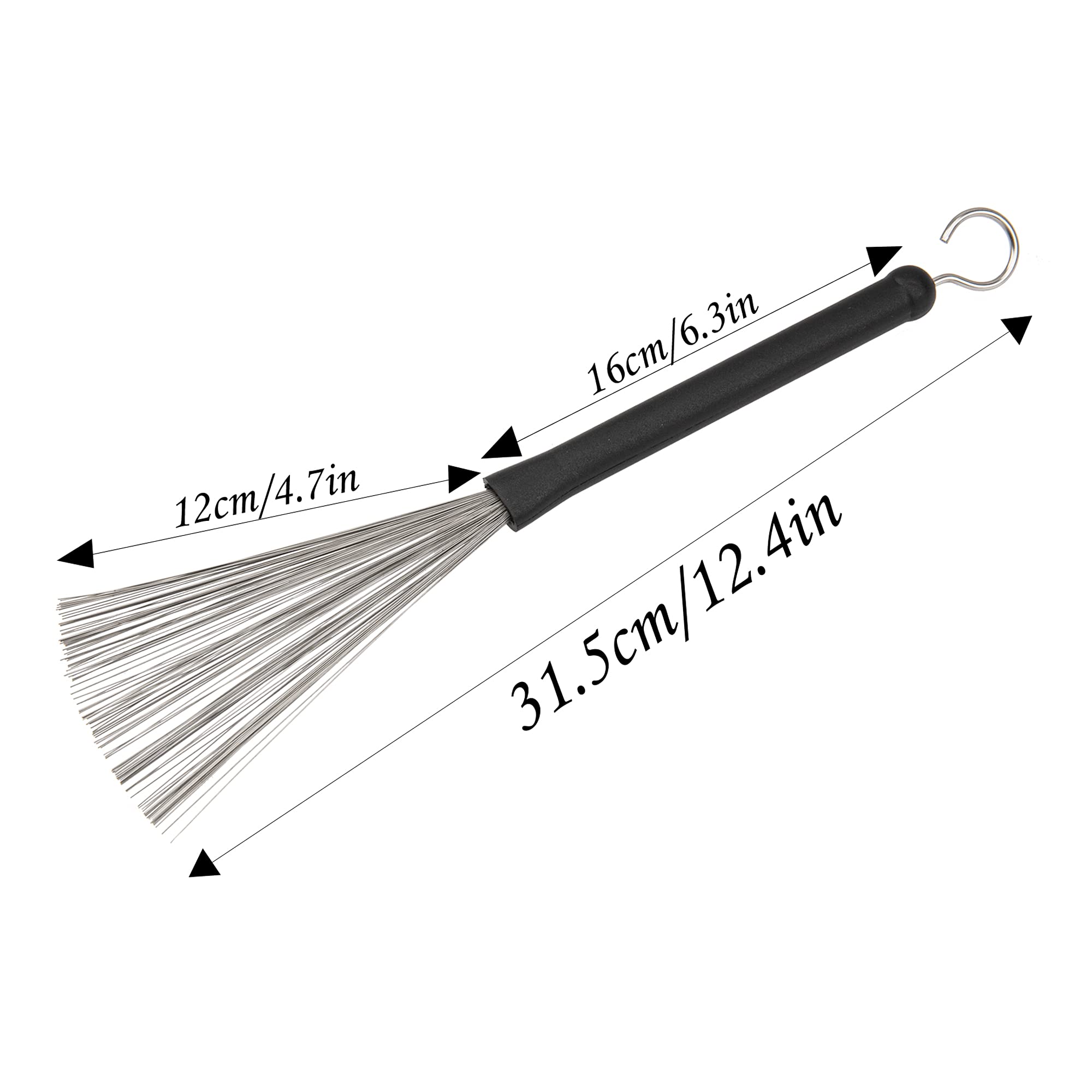 Yootones Retractable Wire Drum Brushes with Comfortable Rubber Handles - Professional Drum Sticks for Drummers, Beginners, Rock Bands & Students - Ideal for Live Performances, Practice Sessions & Music Classes (Black)