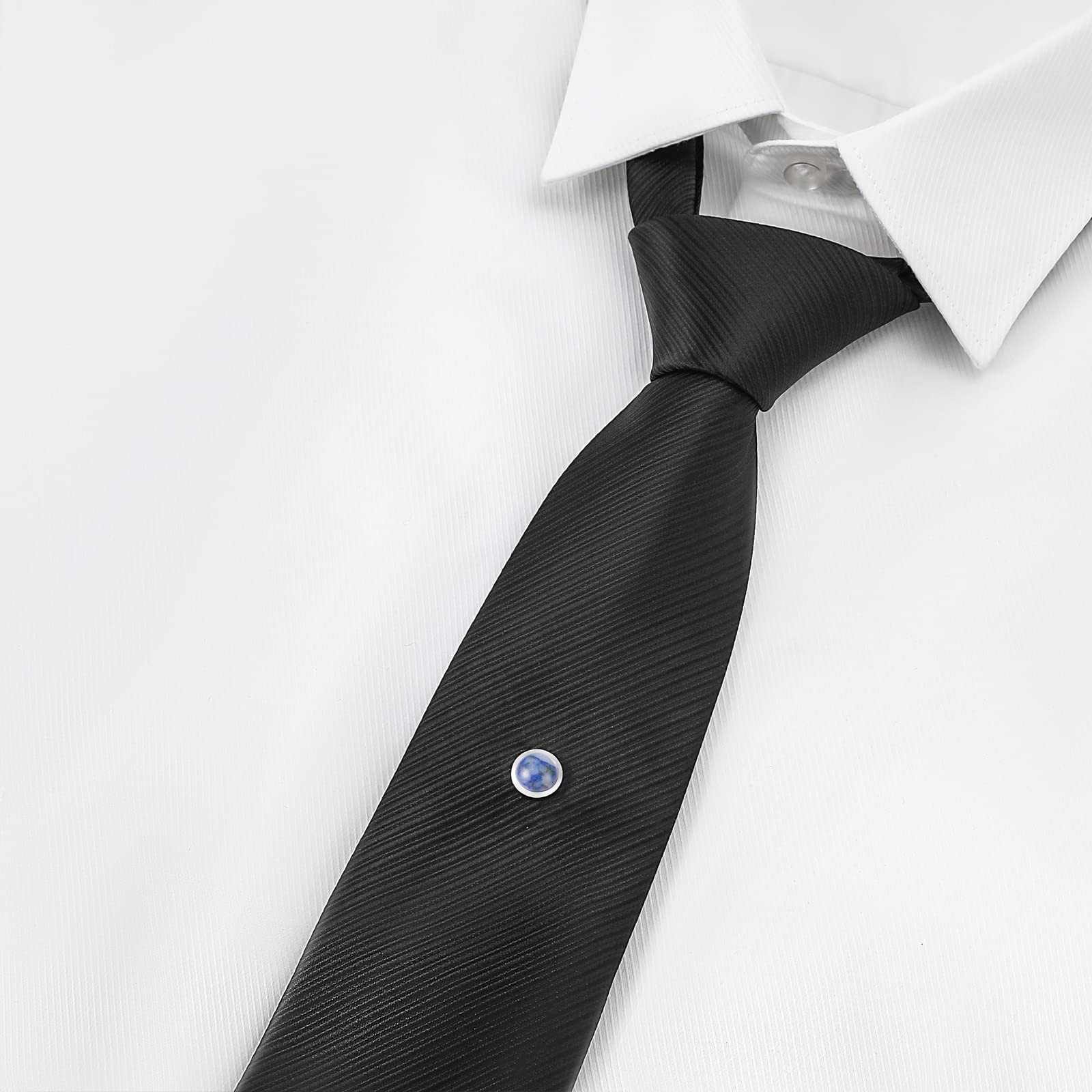 Silver Tie Pins for Men with Chain - Elegant Wedding & Business Gift