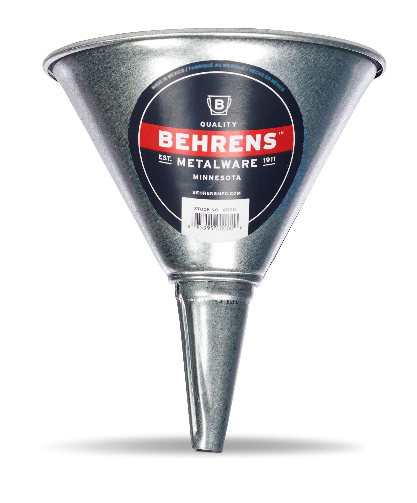 Behrens GF51 Galvanized Steel Funnel with Screen - 1 Quart Capacity, Silver - Perfect for Automotive Fluids, Cooking Oil, and DIY Projects
