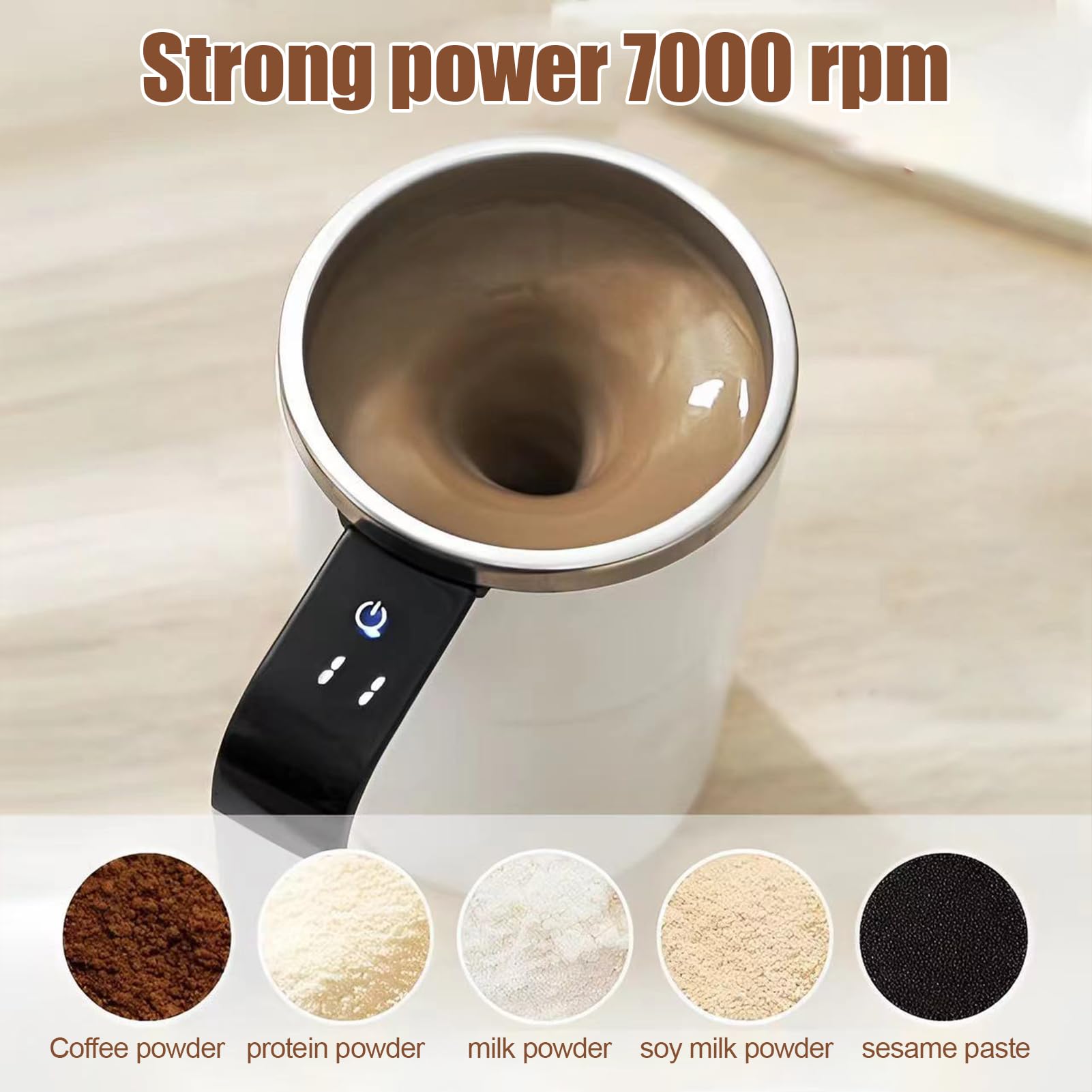 Self Stirring Coffee Mug - Rechargeable Magnetic Stirring Cup for Coffee, Tea & Hot Chocolate - Automatic Electric Mixing Mug with Stir Bar - Perfect for Office, Home & Travel Use