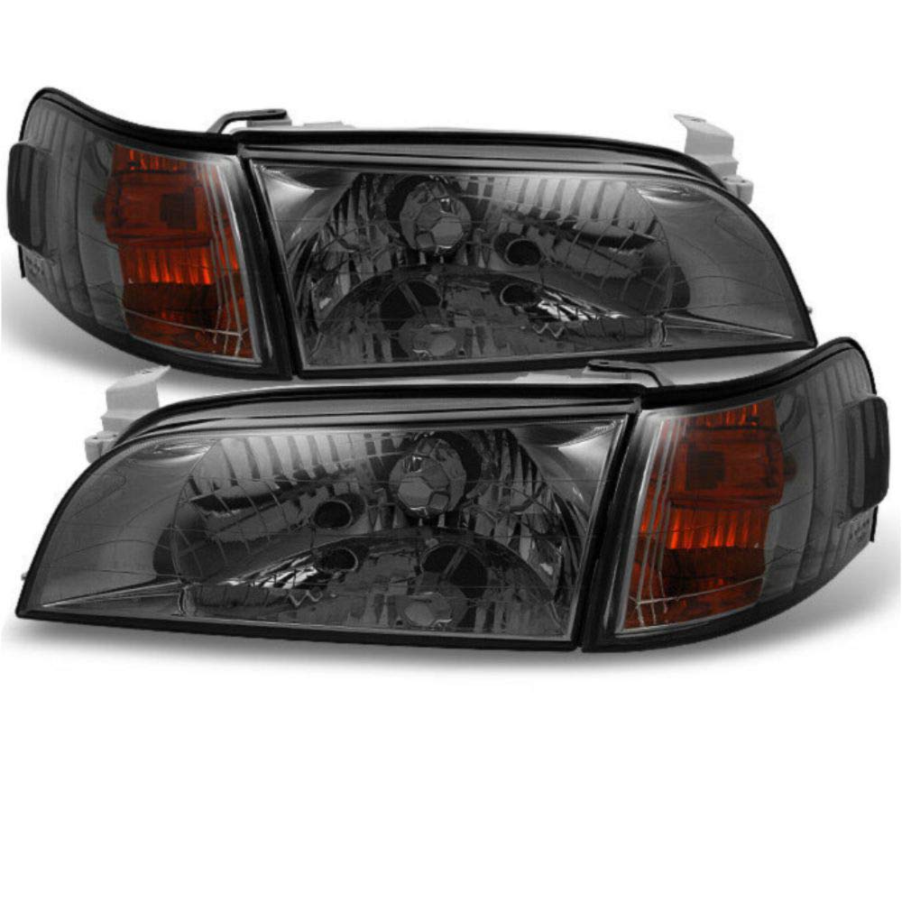 XEMRVGU JDM Version Smoke Headlights with Amber Corner Signal Lamps - Compatible with Honda Civic, Accord | High-Performance LED Lighting for Night Driving & Car Customization