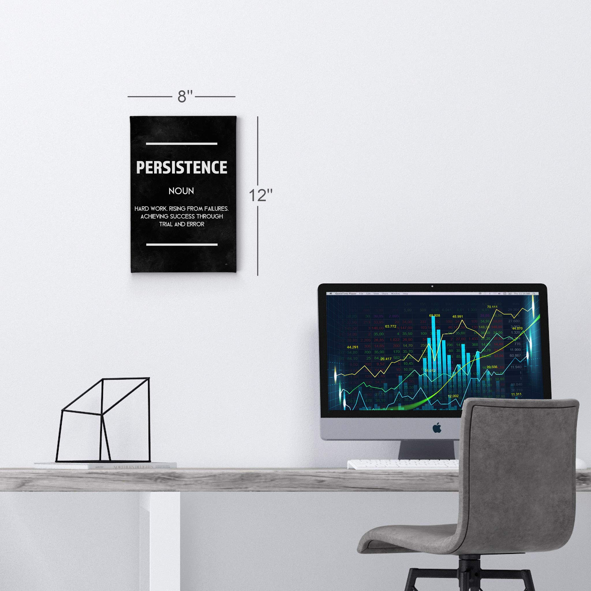 Persistence Definition Dictionary Black Motivational Canvas Wall Art - Inspirational Office & Living Room Decor - Entrepreneur Quote Canvas Print - Ready to Hang 40x30 - Perfect for Home, Office & Gift Giving