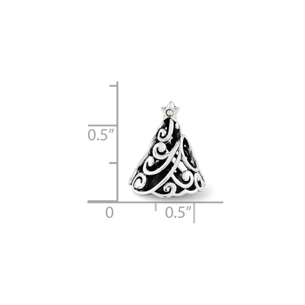Sterling Silver Crystal Christmas Tree Charm - Elegant Holiday Jewelry Gift