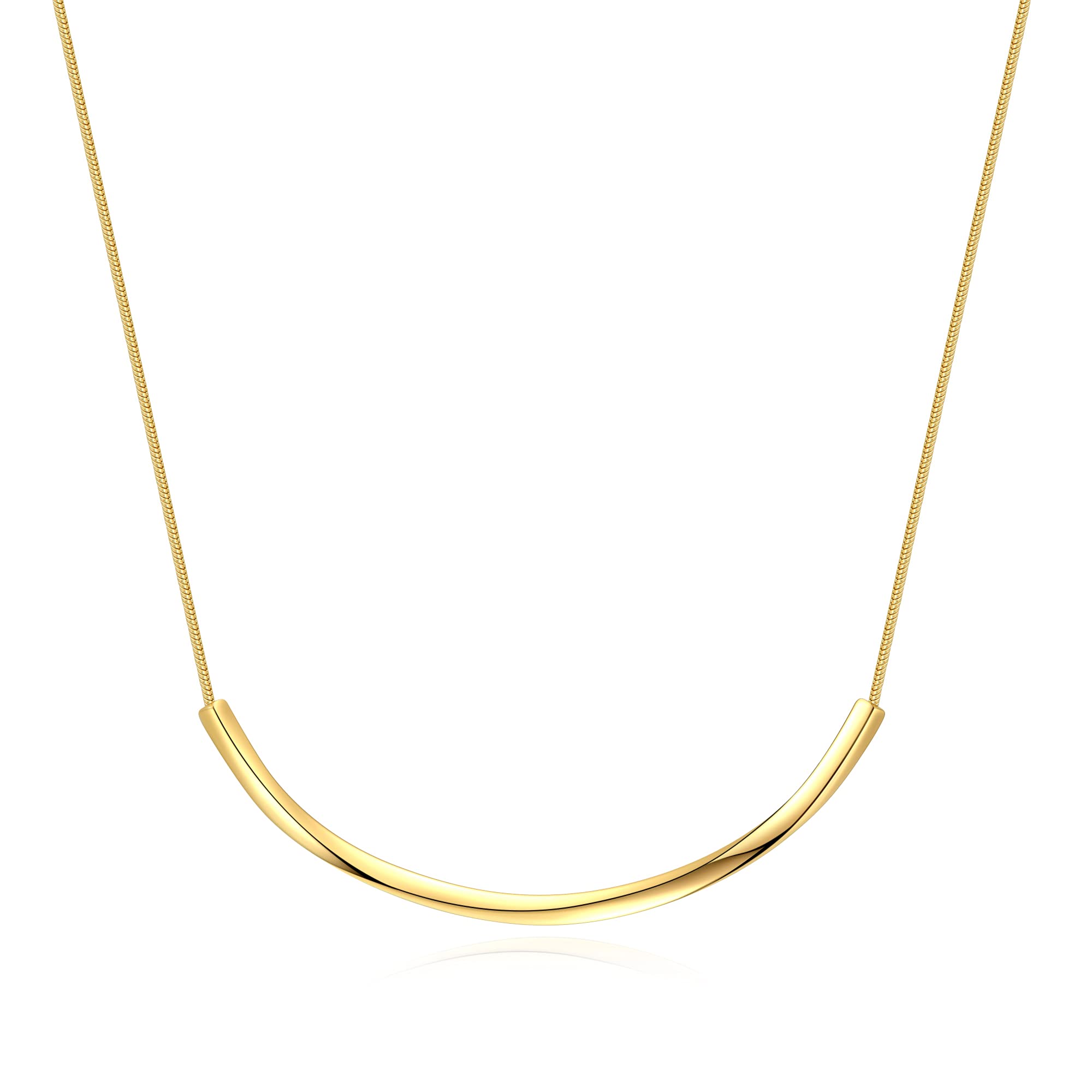 WOWORAMA Elegant Curve Bar Pendant Necklace for Women - Dainty Twisted Tube Gold/Silver Necklace Jewelry Gift for Her | Perfect for Date Night, Office Wear & Special Occasions