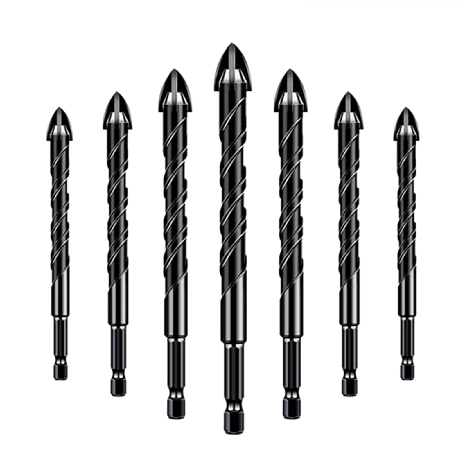 7-Piece Cross Hex Tile Drill Bit Set - Hard Alloy Triangle Bits for Porcelain, Stone, Glass, Ceramic & Concrete - Power Tool Accessories Kit (Perfect for Bathroom Renovations, Tile Installation & DIY Home Projects)