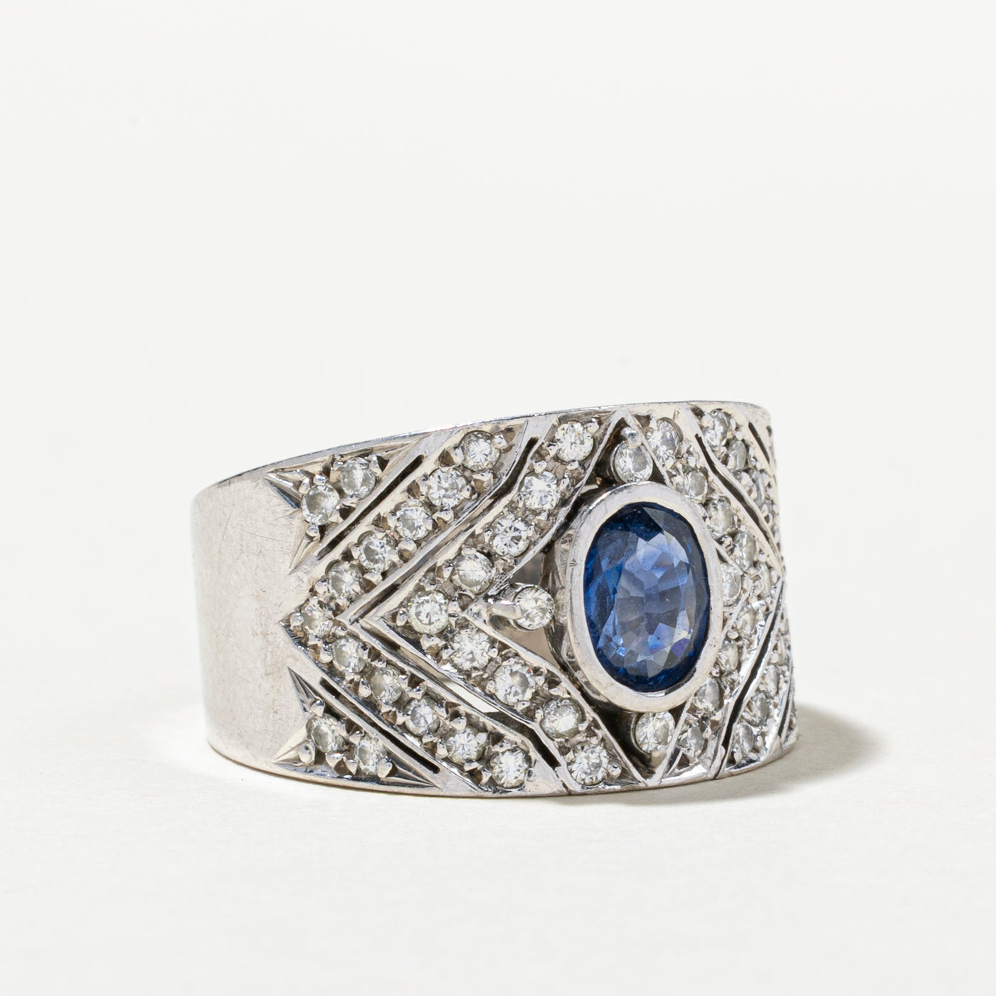 Exquisite 0.95ct Sapphire & 0.84ctw Diamond Cocktail Ring - Size 9.5 | Elegant Jewelry for Evening Parties, Weddings & Special Occasions