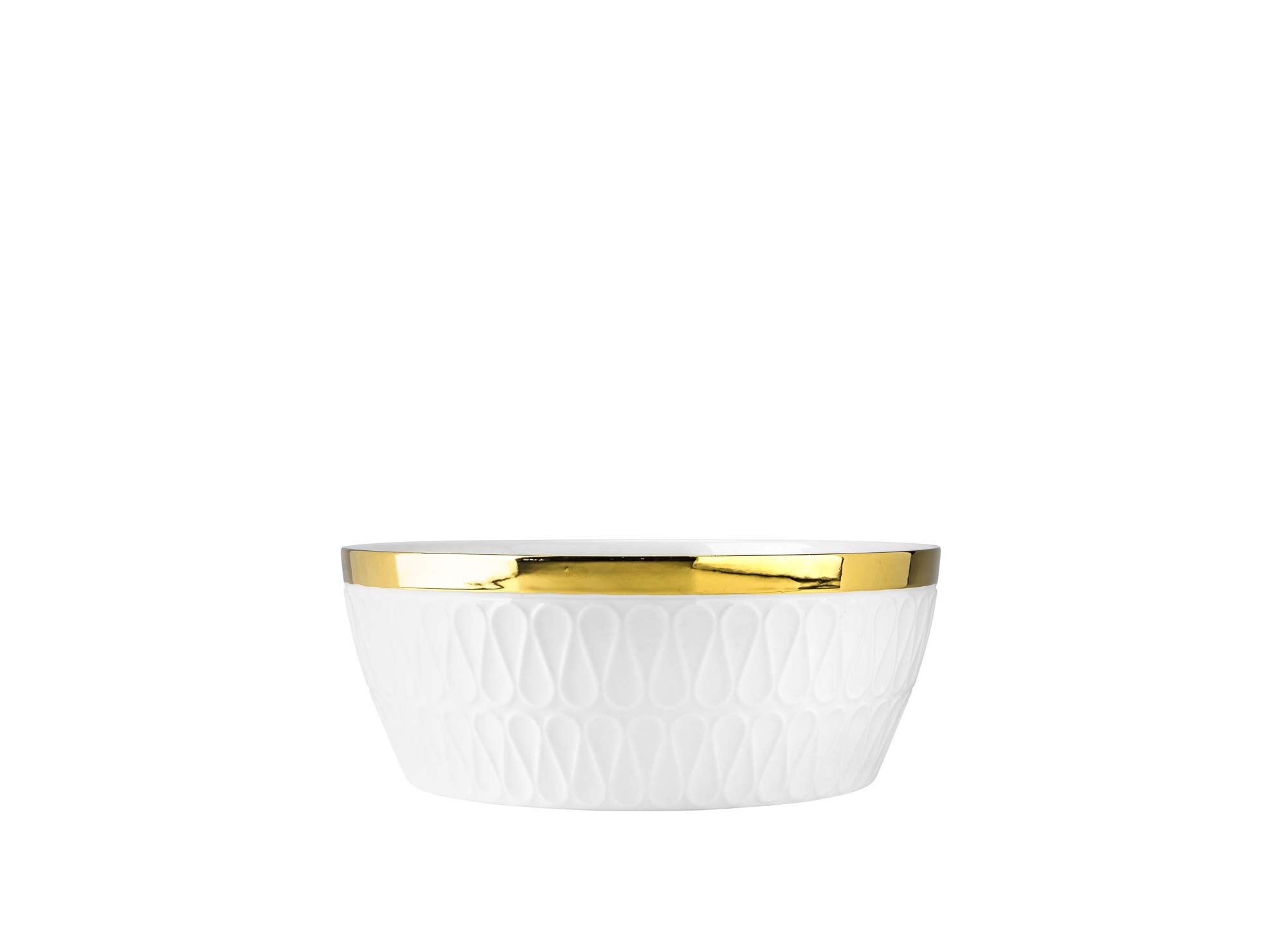 Yedi YCC751 9-Inch Fine Porcelain Salad Bowl - Elegant Ceramic Deep Dish with Gold Rim, Premium Bone China Tableware for Dinner Parties, Salads, Soups & Entertaining