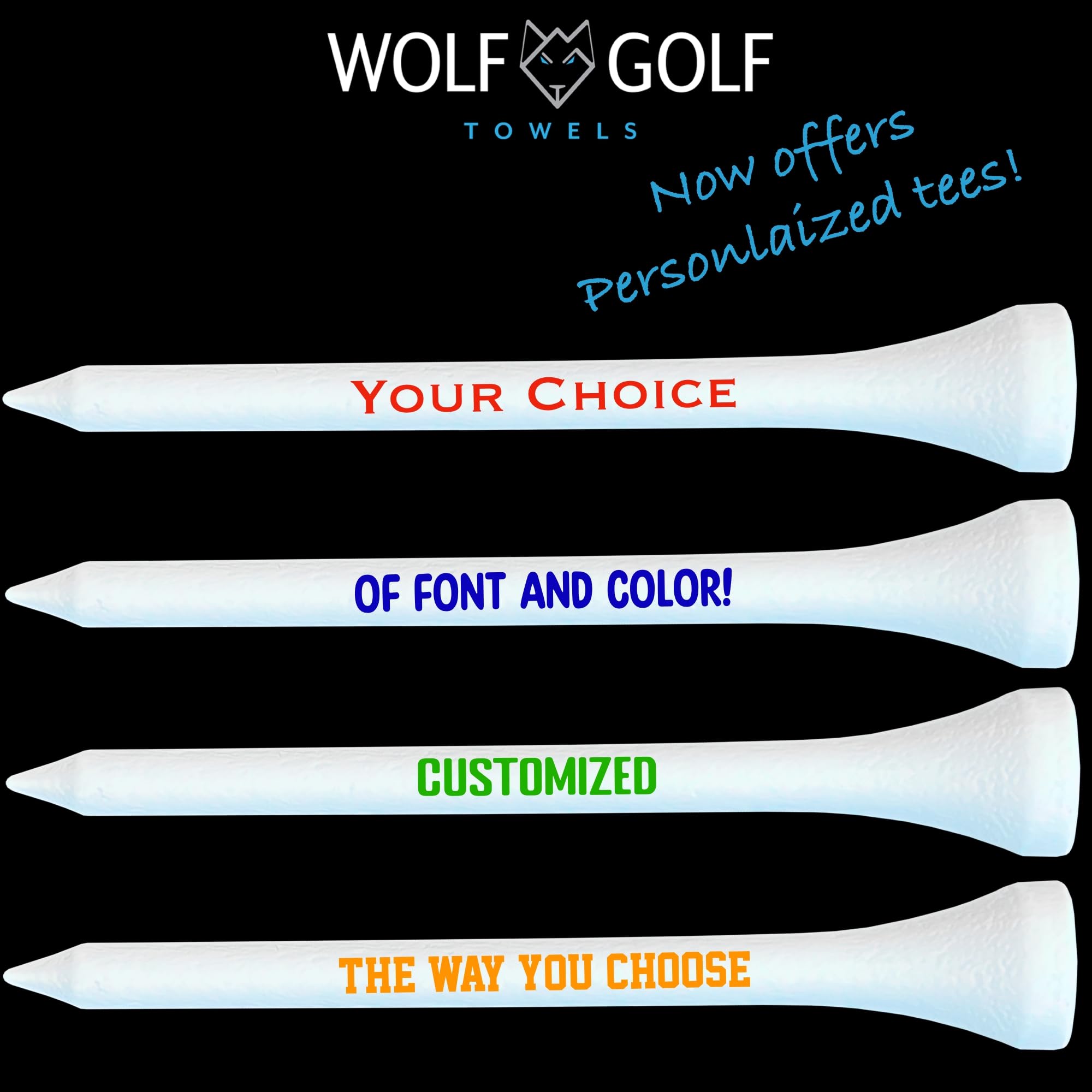 Custom Golf Tees Personalized with Name & Color - Bulk Golf Tee Sets of 50/100/200 - Unique Golf Gifts for Men & Women - Perfect for Tournaments, Practice & Golf Enthusiasts