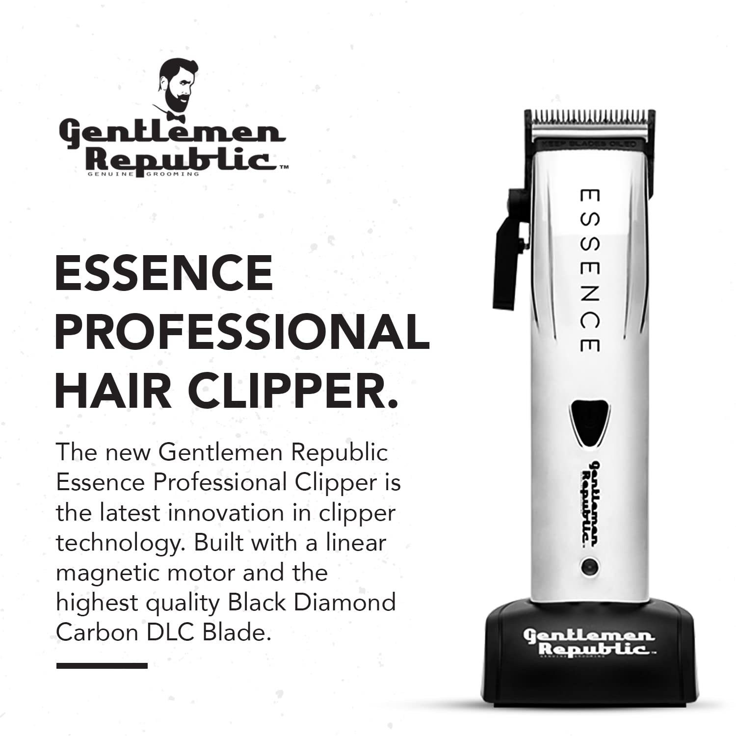 Gentlemen Republic Professional Cordless Hair Clipper for Men - Magnetic Linear Motor, 120 Min Runtime, Hair Cutting & Trimming Kit - Perfect for Home Barbering, DIY Haircuts & Beard Grooming