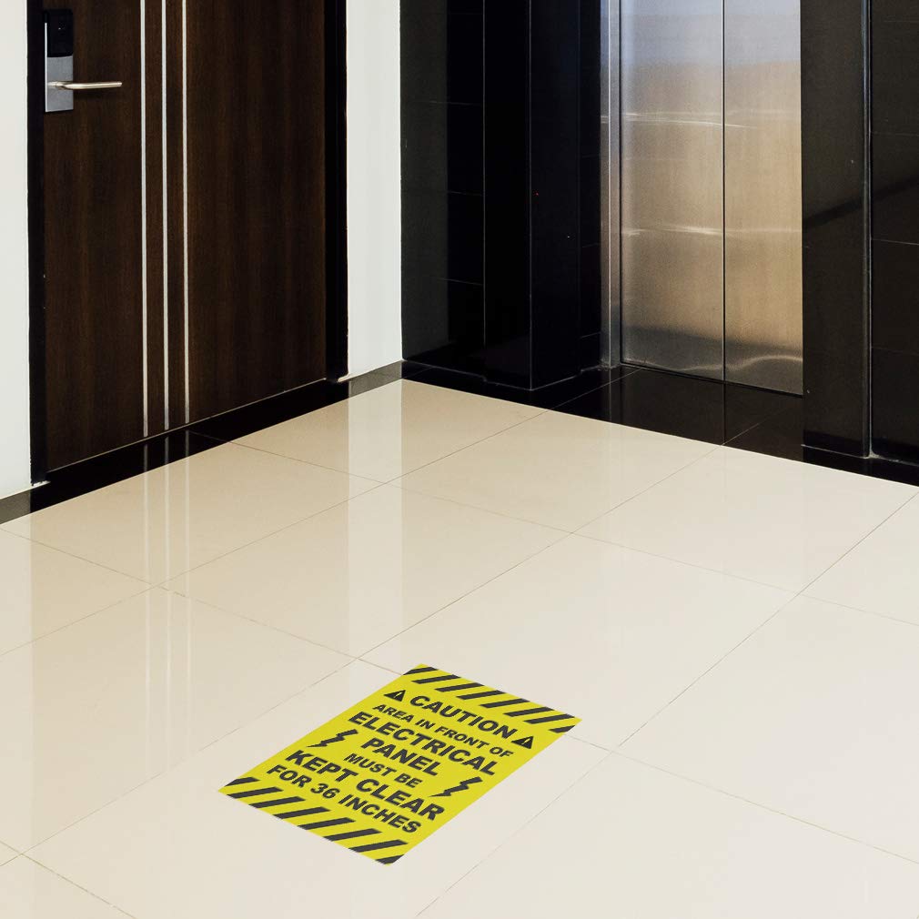 Yellow Anti-Slip Electrical Panel Floor Decals - 36 Inch Vertical Caution Signs for Industrial & Warehouse Safety - OSHA Compliant Hazard Warning Stickers for Workplaces, Factories and Electrical Rooms