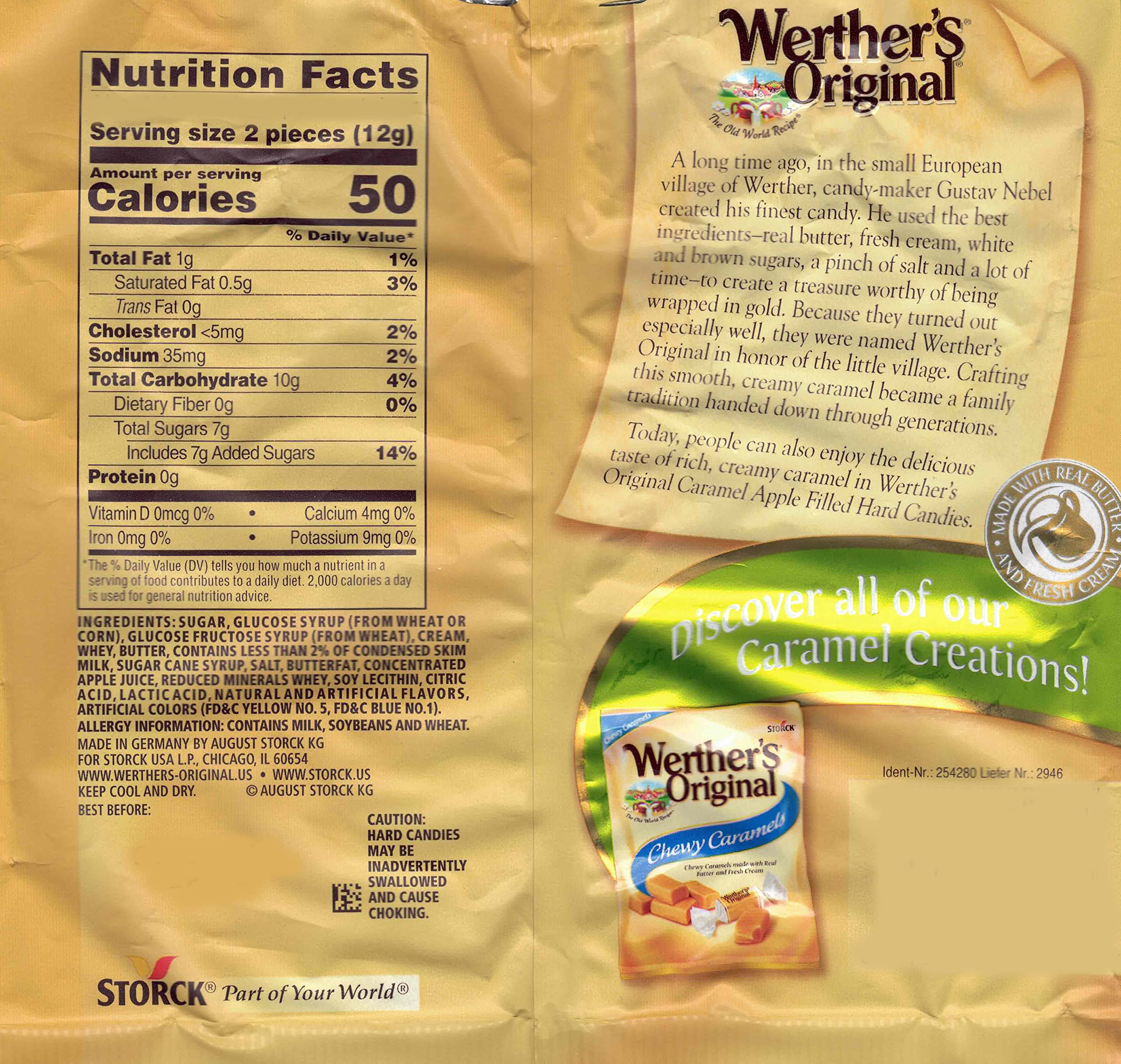 Werthers Original Hard Candy Bulk 1 lb - Individually Wrapped Caramel Apple Flavor - Resealable Aromatik™ Pouch - Perfect for Halloween Treats, Party Favors & Office Snacks