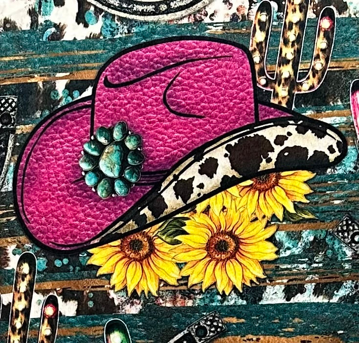 Pink Cowgirl Hat with Sunflower Cowhide & Pony Mudpie Luxe Large 55x79 Minky Blanket - Perfect for Western Rodeo, Horse Riding, and Country Themed Parties