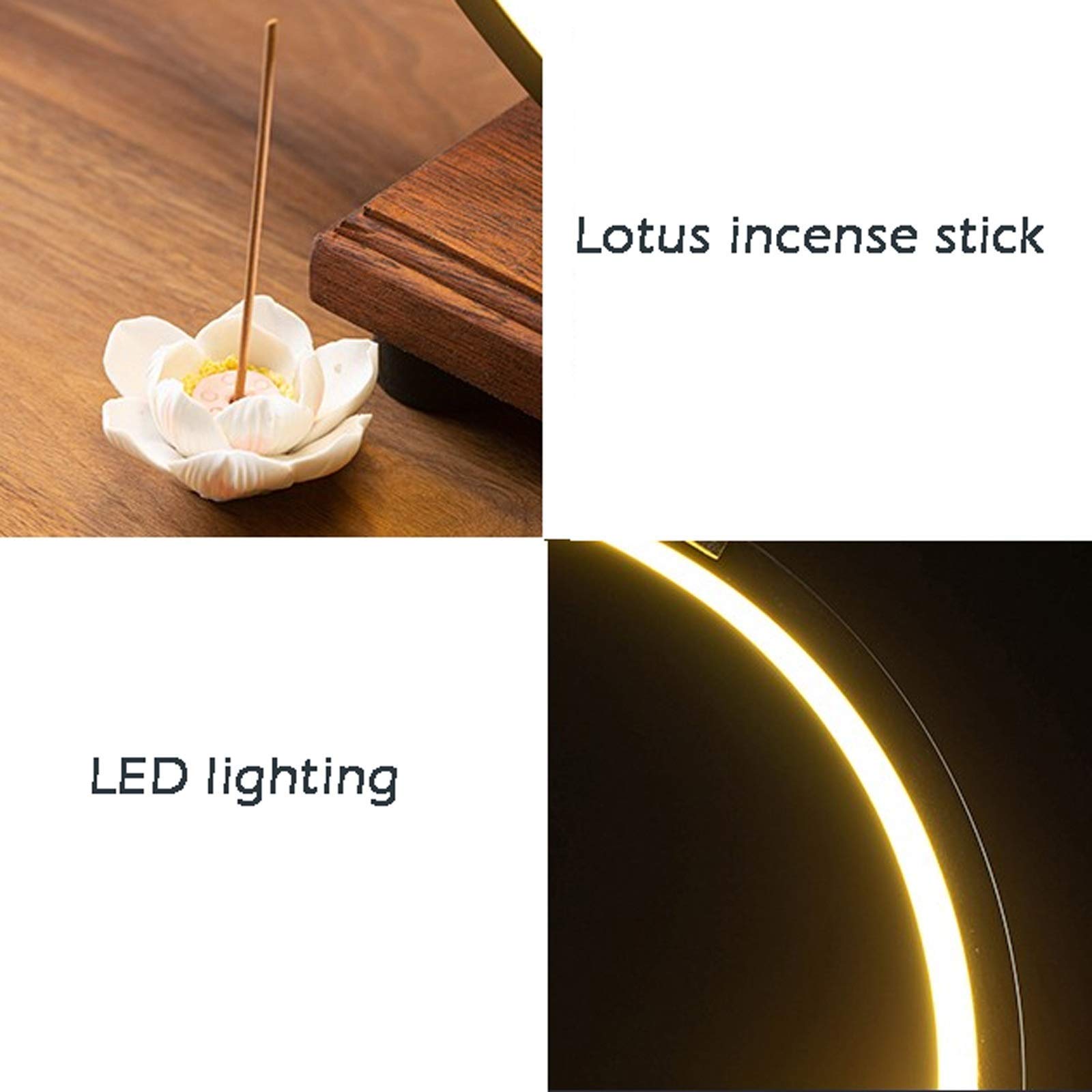 Ceramic Backflow Incense Burner with LED Light - Buddha Statue Zen Aroma Diffuser for Meditation, Yoga & Home Decor