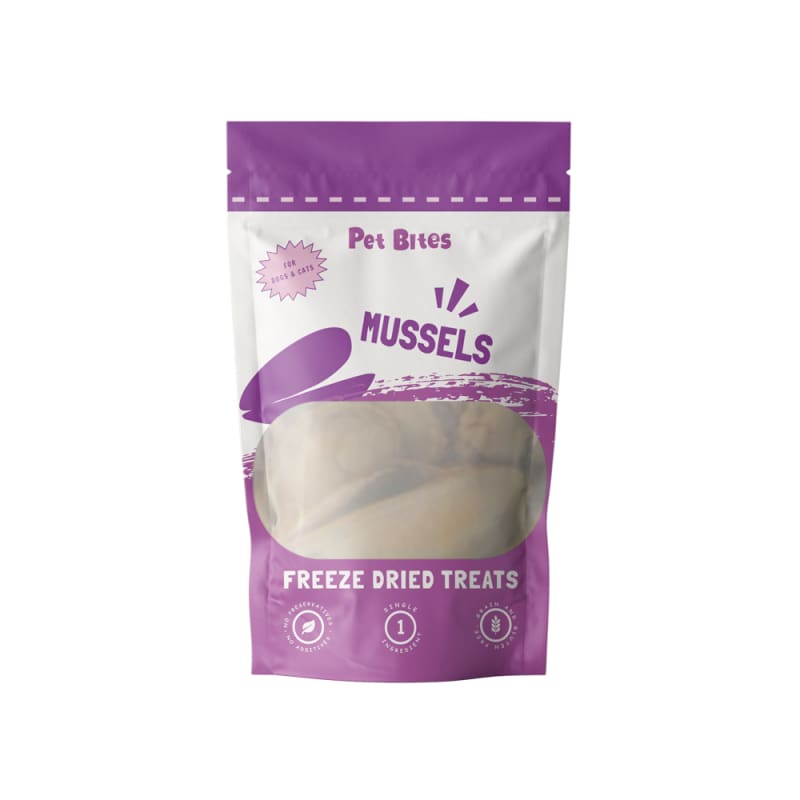 Premium Freeze-Dried Mussels for Cats & Dogs - All-Natural Pet Treats, 50g - Perfect for Training, Rewards & Dental Health