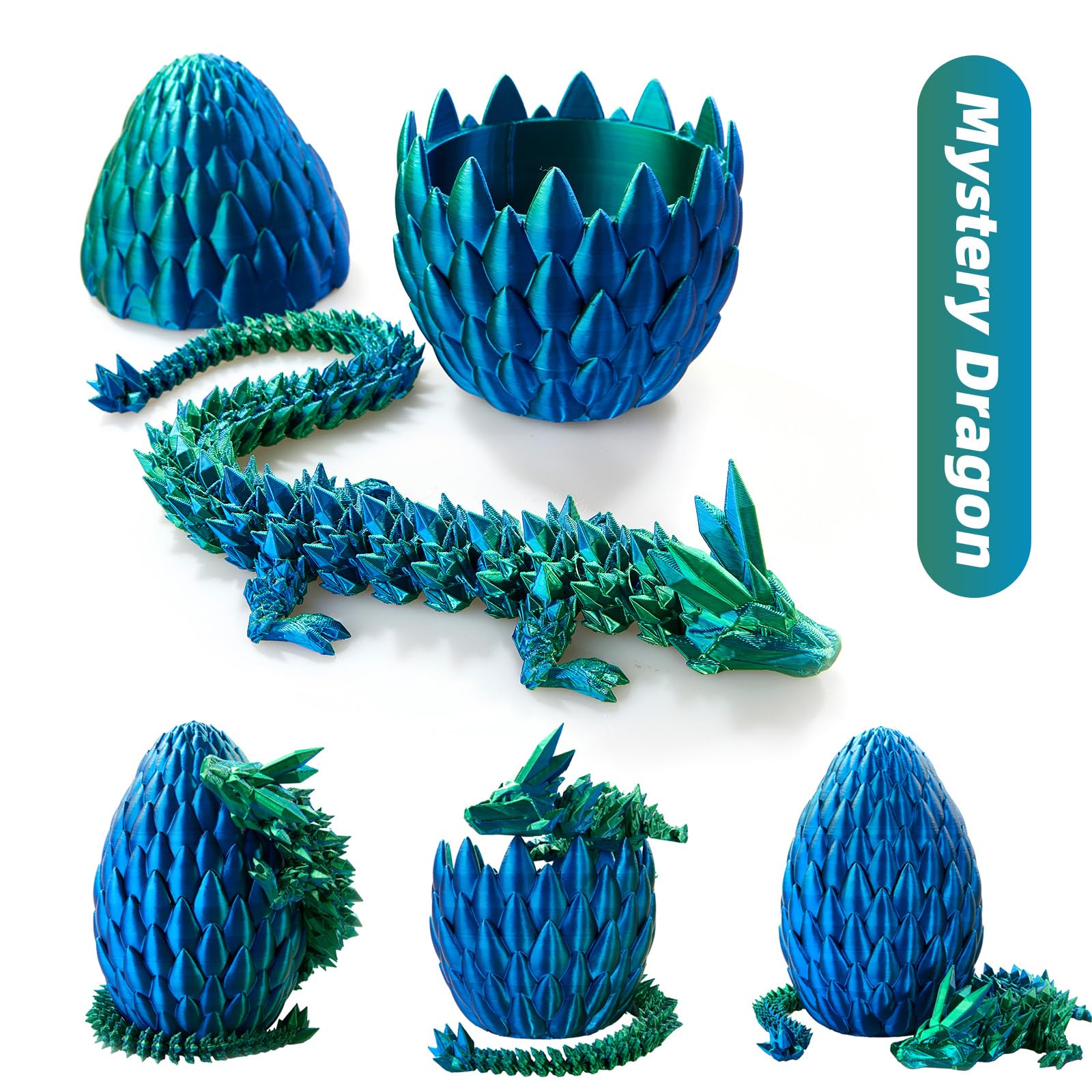 3D Printed Dragon Egg - 15 Inch Crystal Dragon Easter Egg, Fidget Toys for Kids & Adults, Unique Home Office Decor Gift for Christmas, Birthday - Perfect for Stress Relief, Party Favors, and Fantasy Collectibles