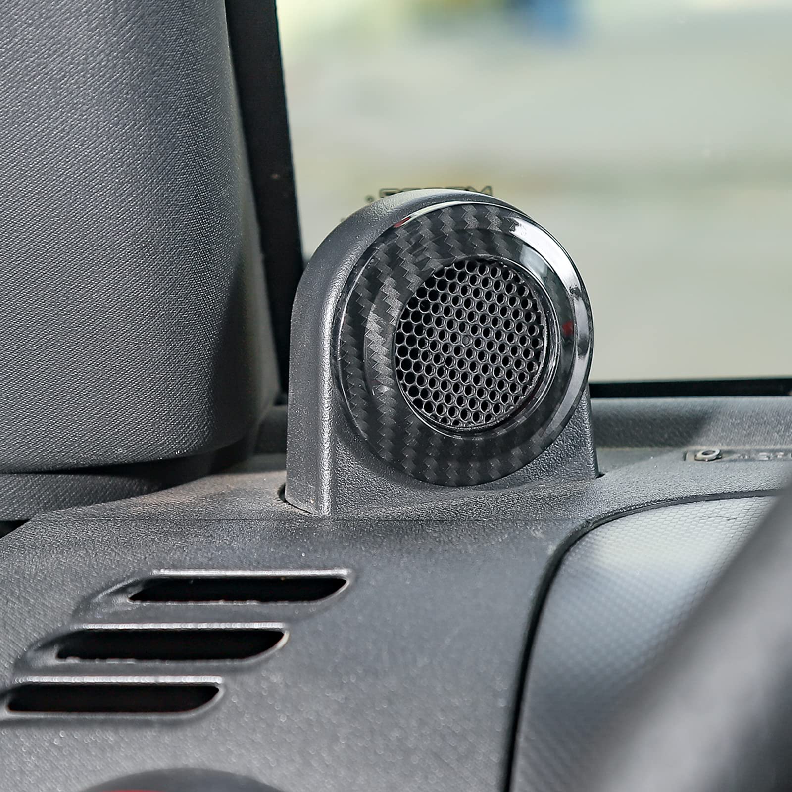 **Carbon Fiber Grain Pillar Speaker Cover Trim Stickers - Interior Car Accessories for 2007-2014 Jeep Wrangler JK & JKU | Upgrade Your Ride's Style & Protection**