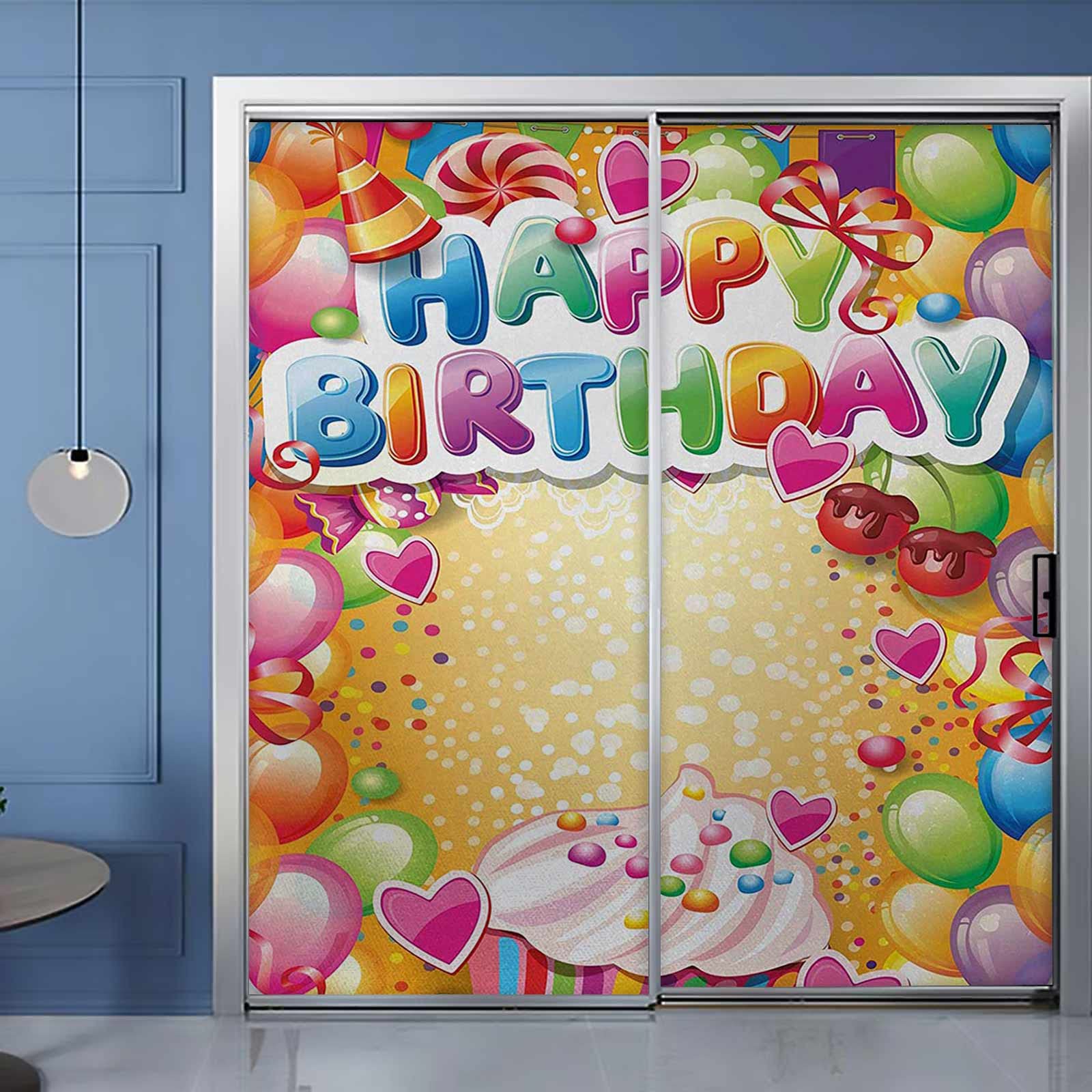 Multicolor Static Cling Window Privacy Film - No Glue Removable Opaque Cover for Office & Living Room | Birthday Decoration, Home & Office Window Covering Solution