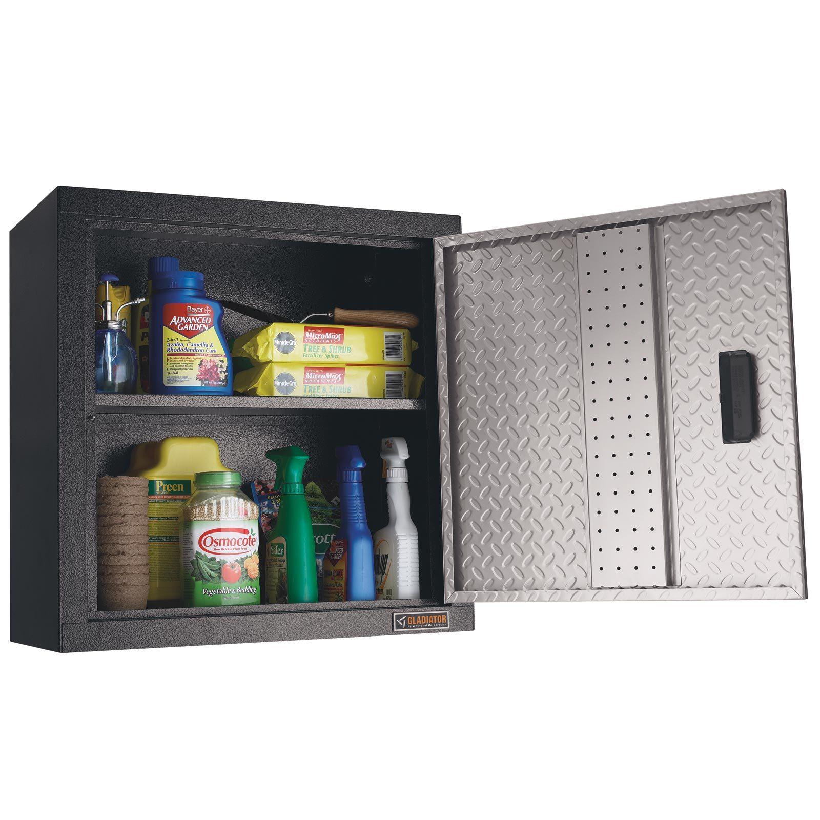 Gladiator GAWG241DRG Premier 24-Inch Wall Mounted GearBox Garage Storage Cabinet - Perfect for Organizing Tools, Sports Equipment & Garage Accessories