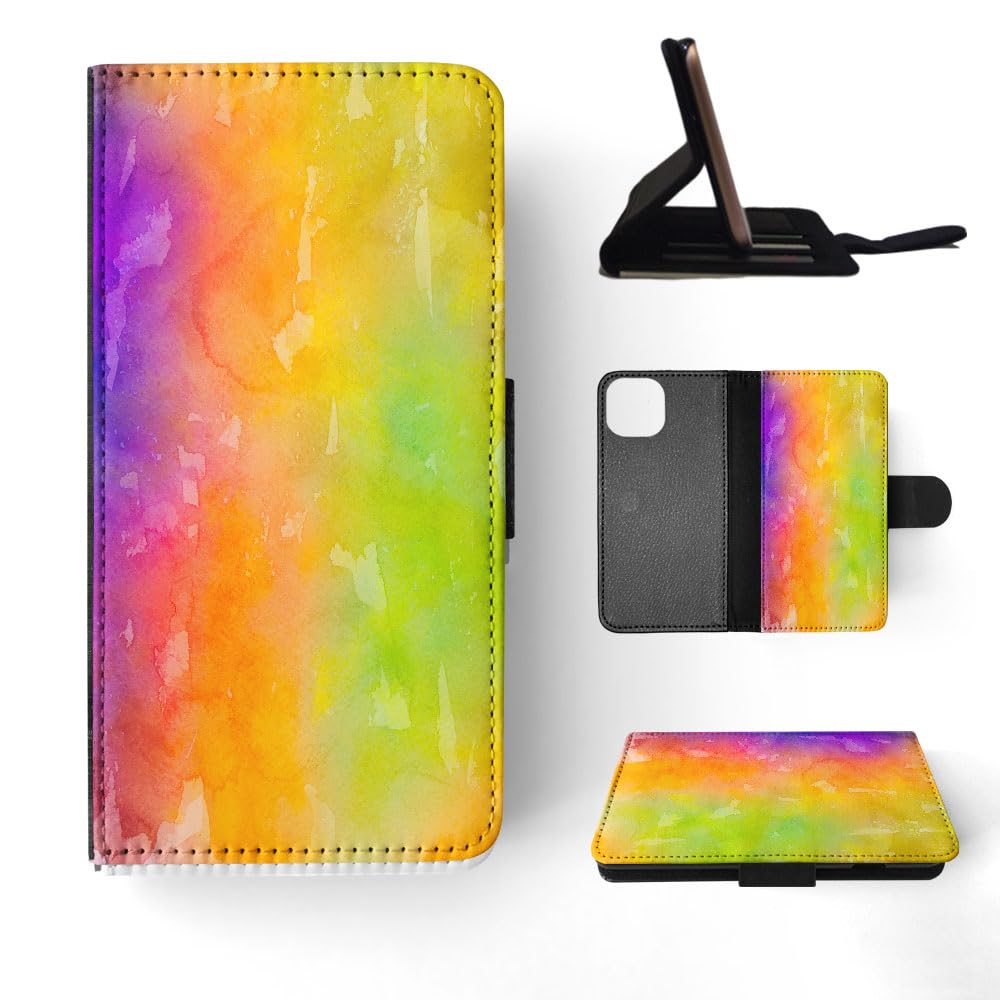 Green Orange Watercolor 51 FLIP Wallet Phone Case for Apple iPhone 15 - Stylish Protective Cover with Card Slots for Everyday Use, Travel & Shopping