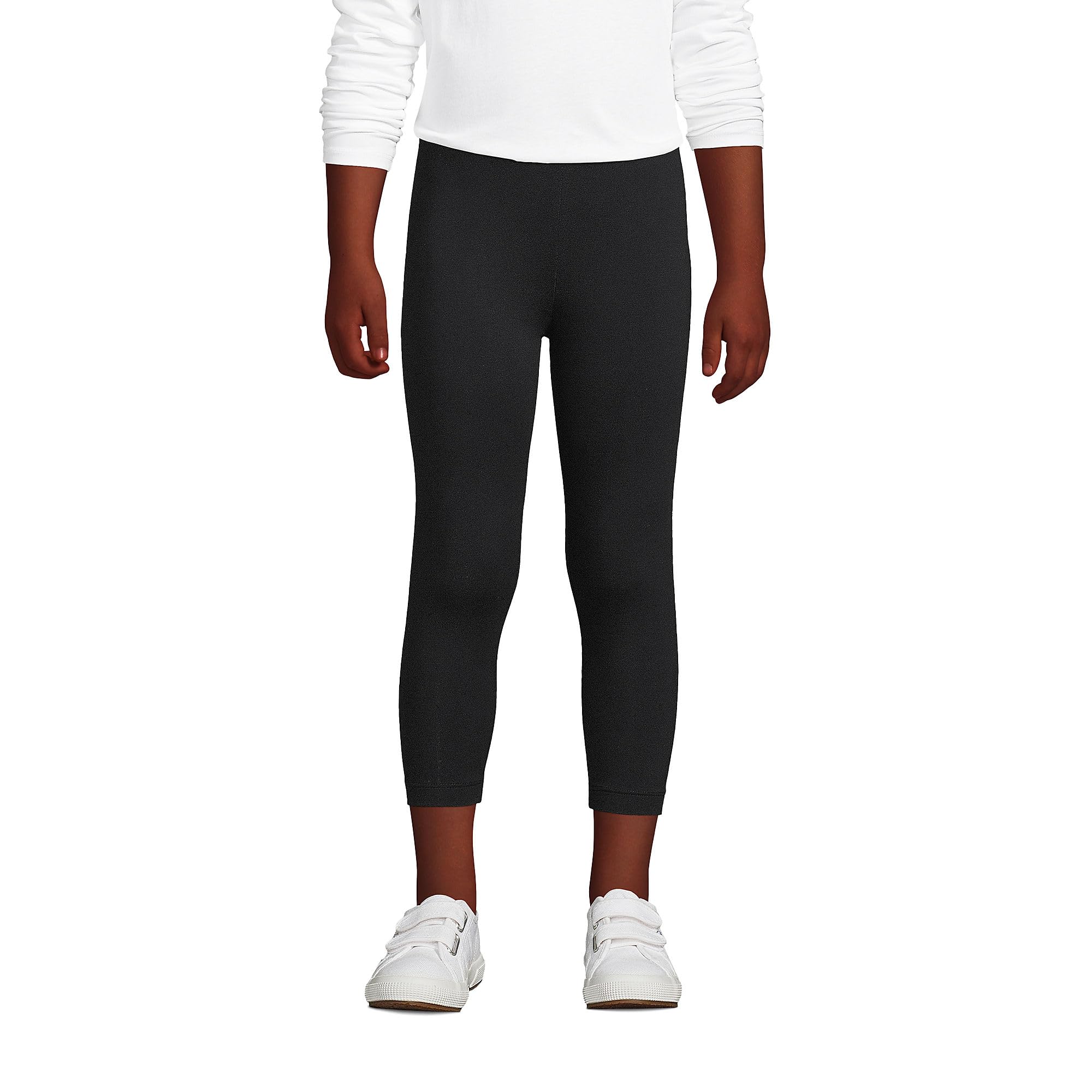 Lands' End Girls' Tough Cotton Capri Leggings - Comfortable Stretch Pants for Play, School & Everyday Wear | Durable Kids Activewear for Running, Yoga & Outdoor Activities