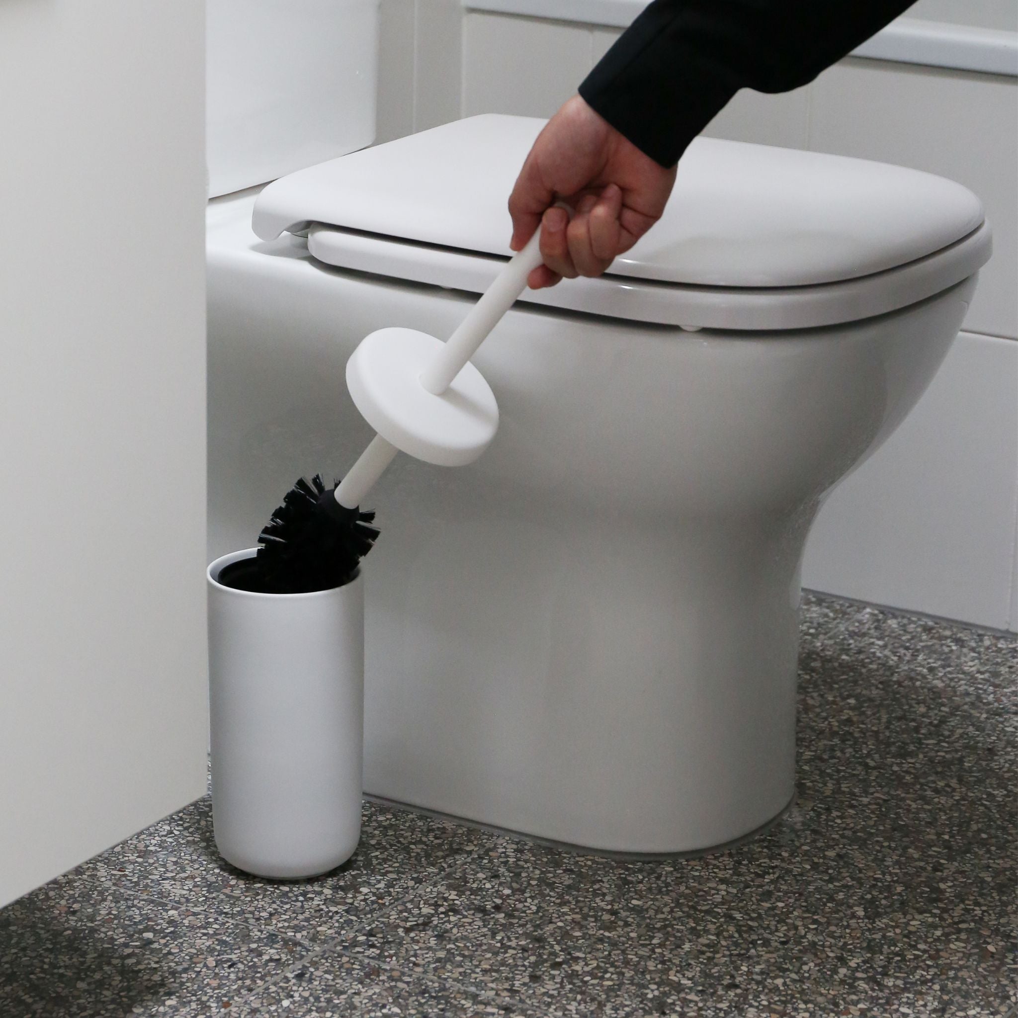 ZONE DENMARK Ume Toilet Brush - White Bathroom Cleaning Tool for Modern Homes | Hygienic Toilet Scrubber with Holder for Easy Cleaning