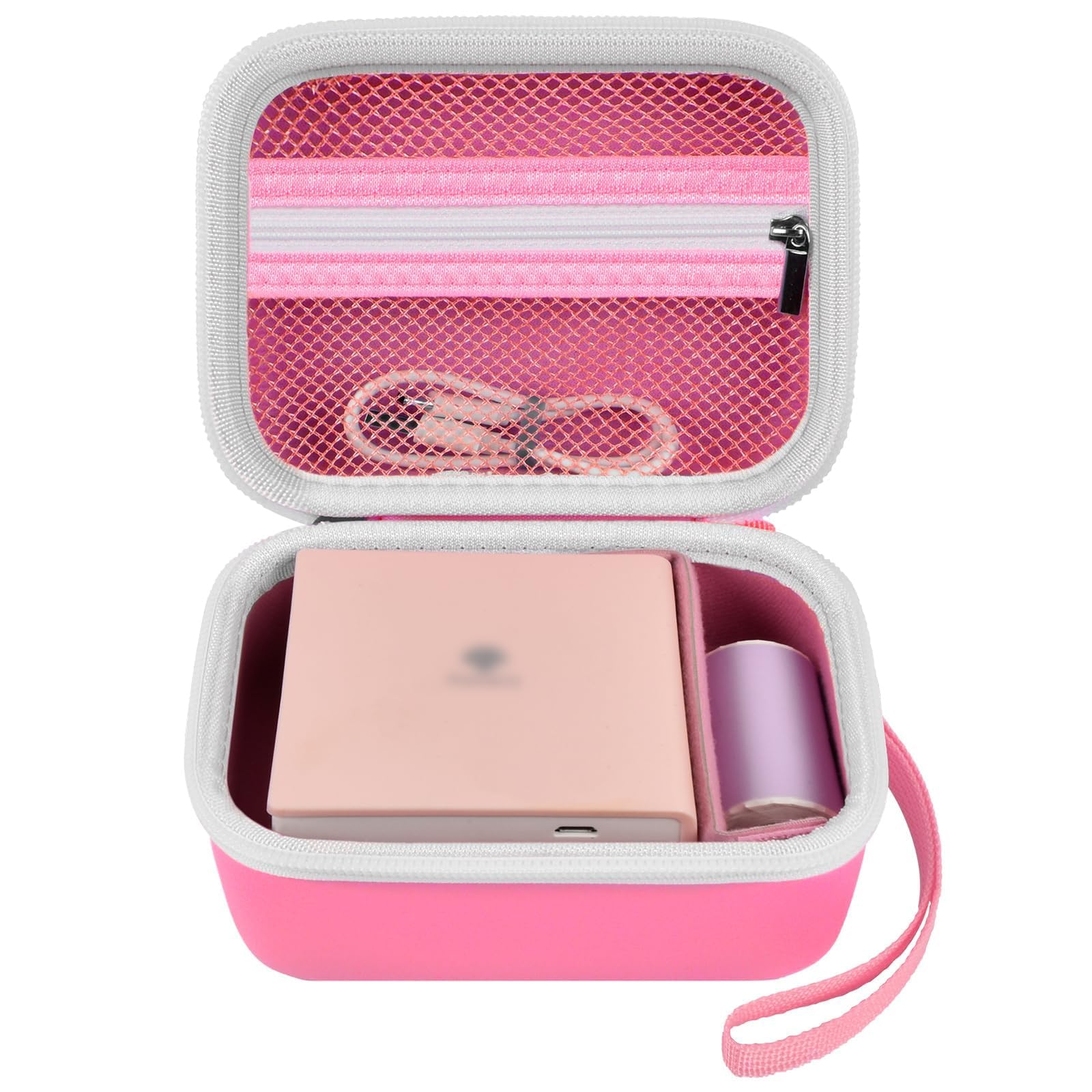 Phomemo M02/T02/M02S/M02 Pro/Q30S/M02X Compatible Case - Pink Portable Storage Holder for Inkless Sticker Photo Printer, Label Maker & Accessories | Perfect for Travel, Office & Home Organization