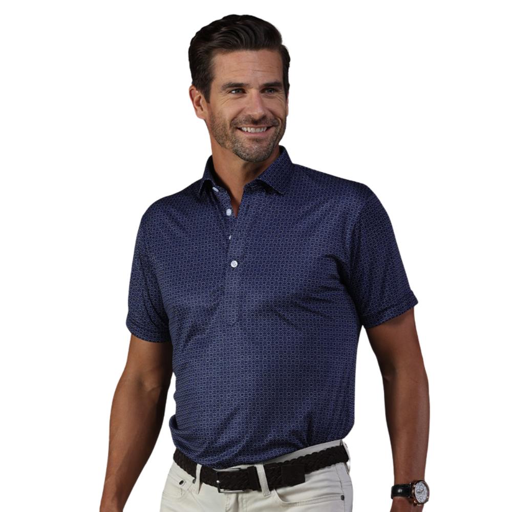 Premium Men's Polo Shirt - Collars & Co Scottsdale Midnight Sphere Semi-Spread Collar - Comfortable & Stylish for Business Casual, Golf & Everyday Wear