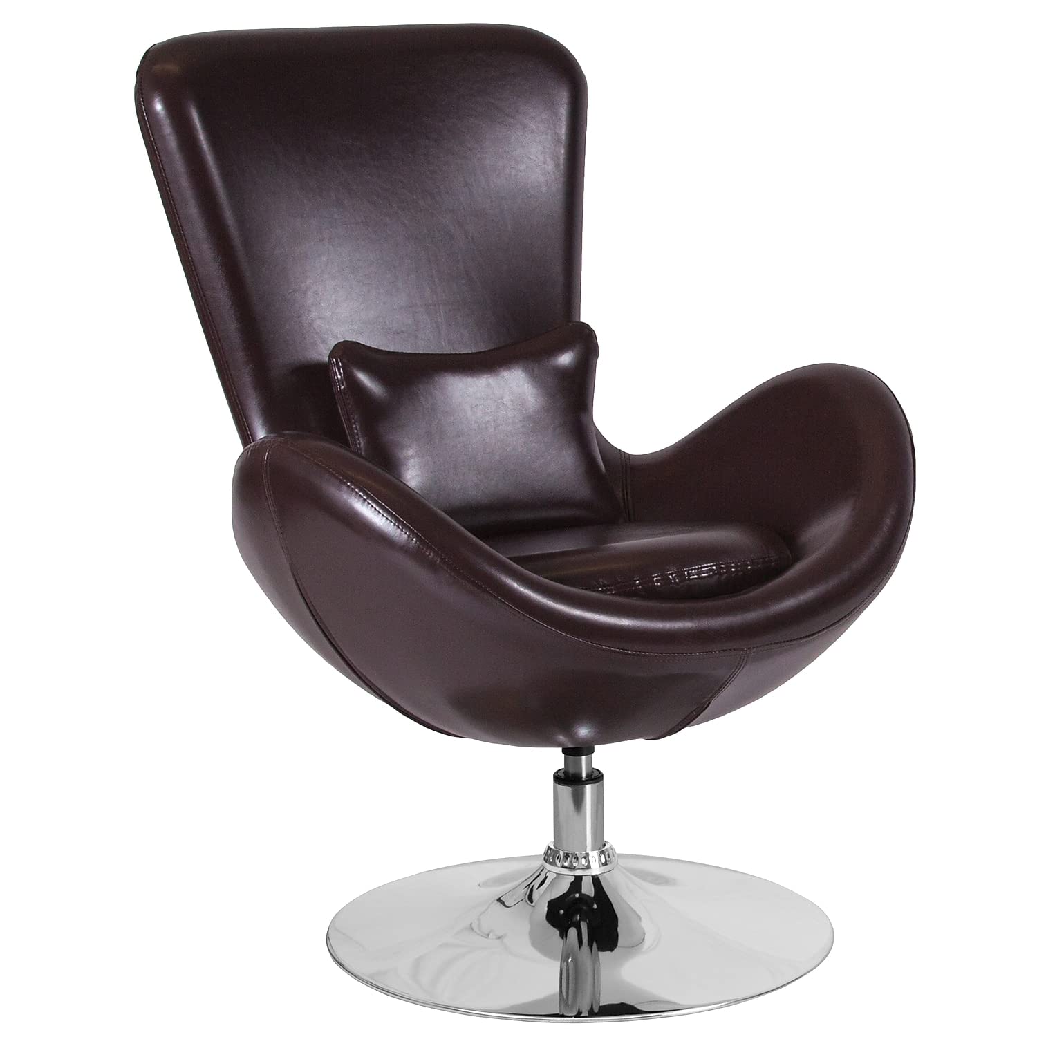 Flash Furniture Egg Series Brown LeatherSoft Side Reception Chair - Comfortable Office Waiting Room Seating for Lobbies, Reception Areas & Conference Rooms