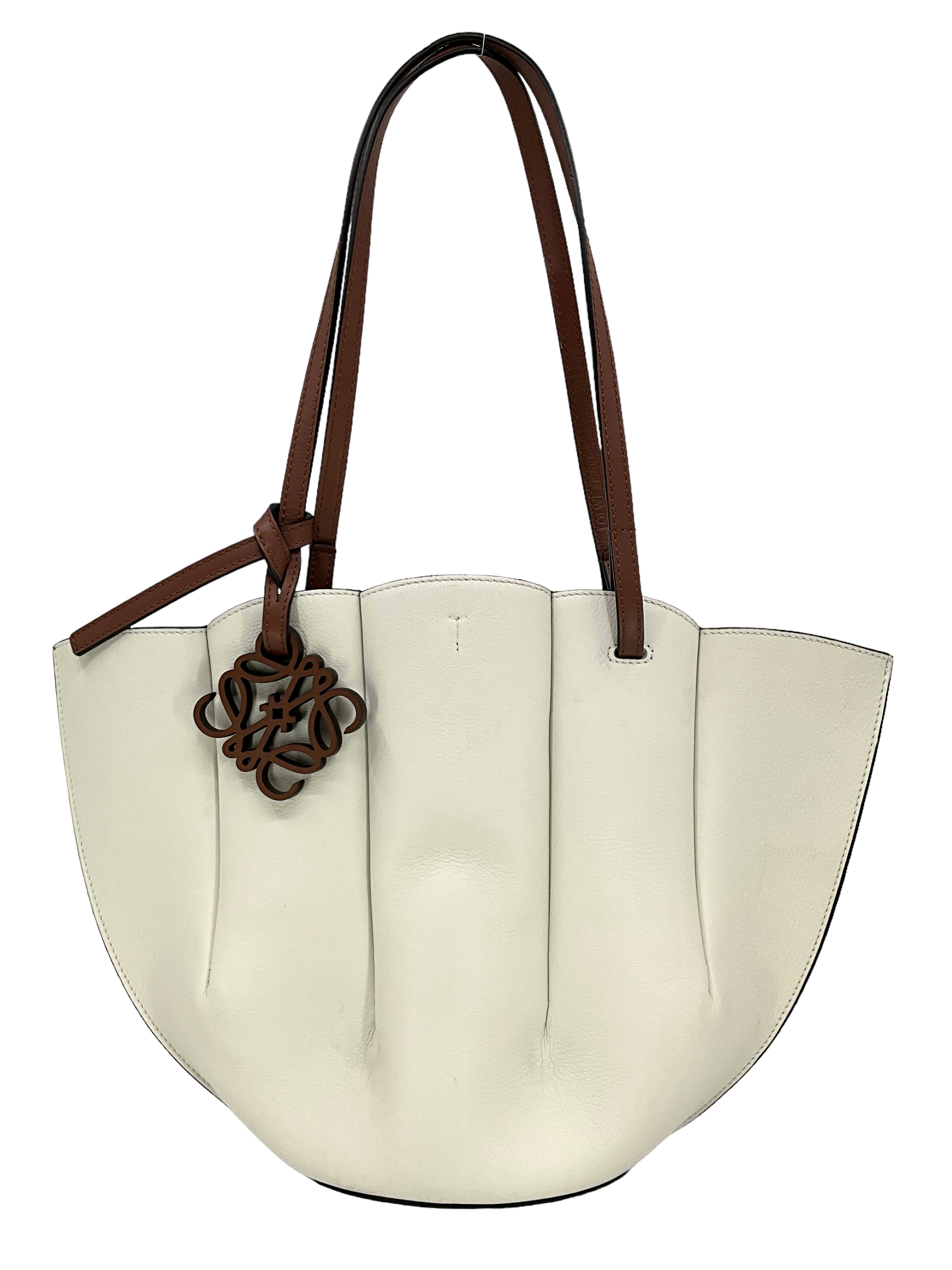 LOEWE Shell Small Leather Tote Bag for Women - Premium Genuine Leather Handbag - Perfect for Work, Travel & Everyday Use