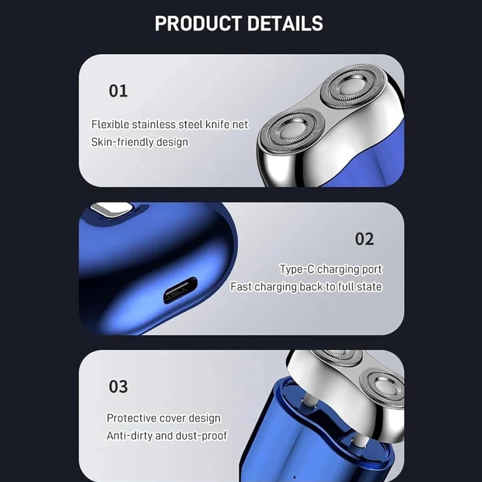 Jacooba 2025 Upgraded Electric Razor for Men - IPX7 Waterproof, Mini Double Head Shaver with Precision Blades - Perfect for Travel, Gym & Daily Grooming (Gray)