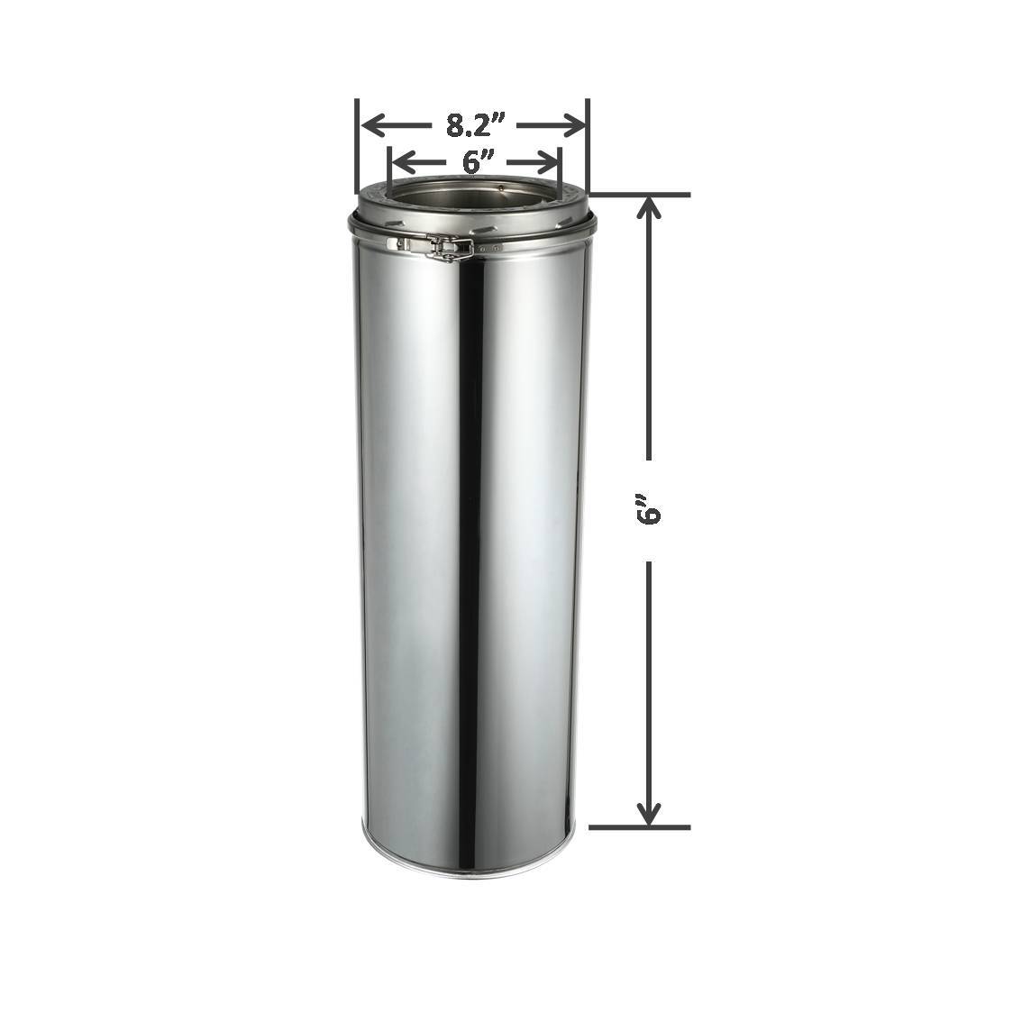 AllFuelHST 6 x 6 Double Wall Chimney Pipe - Durable Stainless Steel for Wood Stove, Fireplace & Outdoor Use - Perfect for Home Heating & Camping