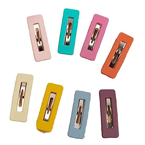 10 Pcs Rainbow Square Hair Clips - Snap Barrettes for Women & Girls - Trendy Rectangle Hair Accessories in 8 Colors - Perfect for School, Parties & Daily Styling