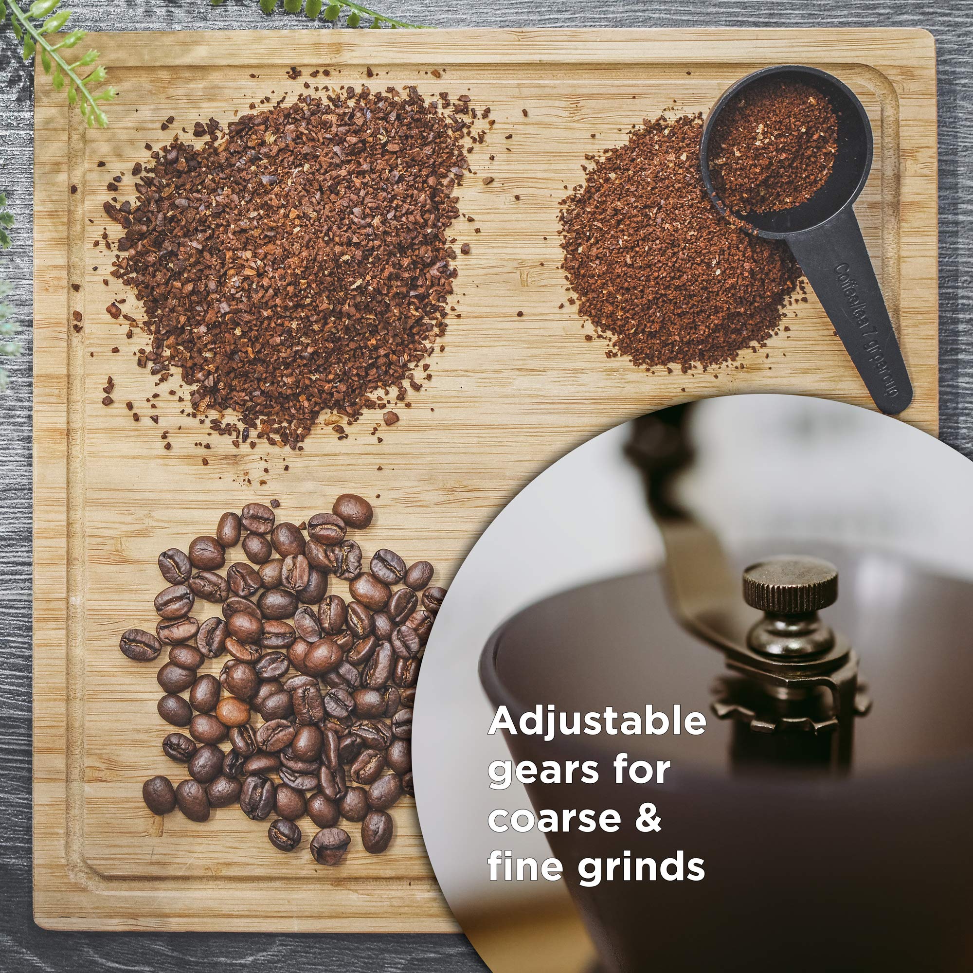 GROSCHE Bremen Manual Coffee Grinder - Premium Stainless Steel Burr Hand Grinder for Espresso, French Press & Pour Over - Portable Coffee Bean Grinder for Home, Camping & Travel