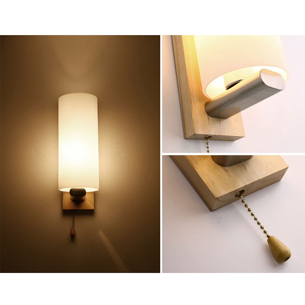 Modern E27 Wall Lantern - Solid Wood Wall Mounted Sconce for Living Room, Bedroom & Hallway Lighting | Japanese Style Bedside Lamp & Restaurant Wall Fixture | Perfect for Ambient, Accent & Decorative Lighting