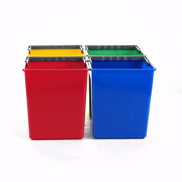 4-Piece Color-Coded Cleaning Bucket Set (Green, Blue, Red, Yellow) - 4 Qt Capacity - Perfect for Home, Office & Commercial Cleaning Organization
