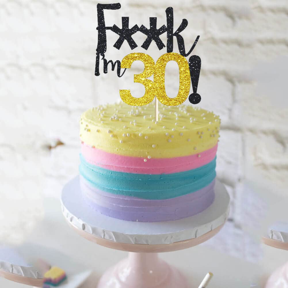 30th Birthday Cake Topper - Black Glitter 'Hello 30' & 'Cheers to 30 Years' Cake Decorations for 30 & Fabulous Themed Parties | Perfect for Milestone Birthday Celebrations, Anniversaries & Special Occasions