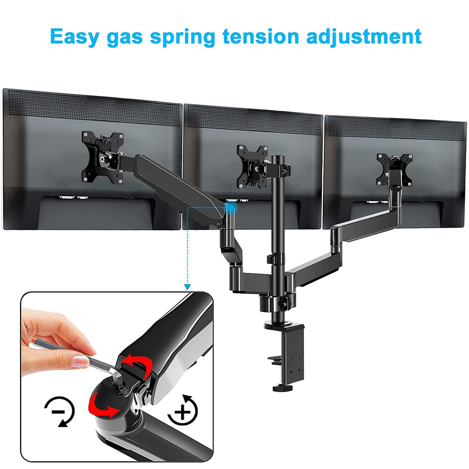 MOUNT PRO Triple Monitor Stand for 13-27 Inch Screens & Dual Monitor Wall Mount for 13-32 Inch Displays - Heavy Duty Monitor Arm Holds 17.6 lbs Each - VESA 75x75 & 100x100 Compatible - Perfect for Home Office, Gaming Setup & Workspace Ergonomics