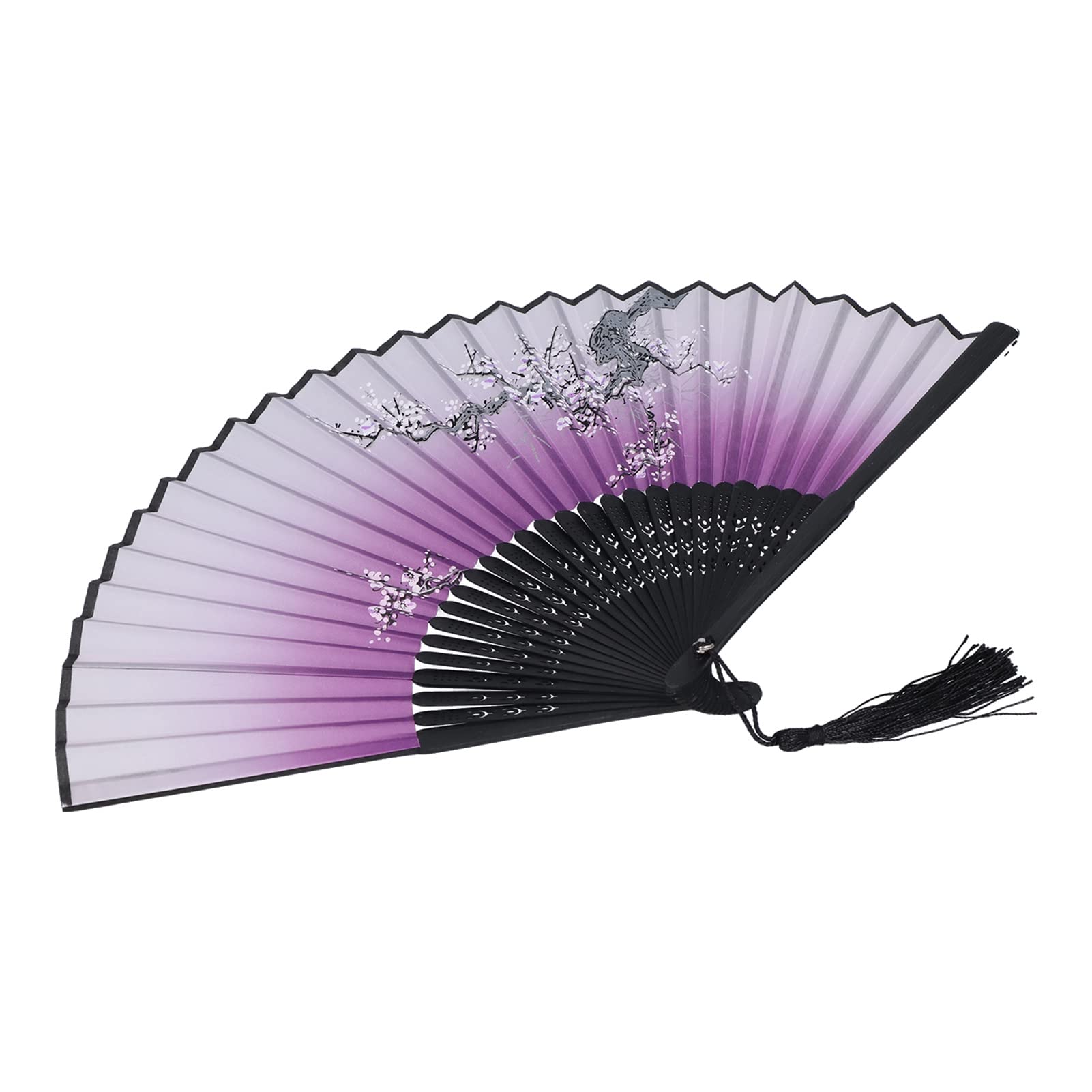 Shanrya Hand Fan - Elegant Decorative Bamboo Fan, Durable & Reliable for Gifts, Business Supplies & Promotional Items (Black Bone Purple Plum Blossom) - Perfect for Weddings, Home Decor & Corporate Events