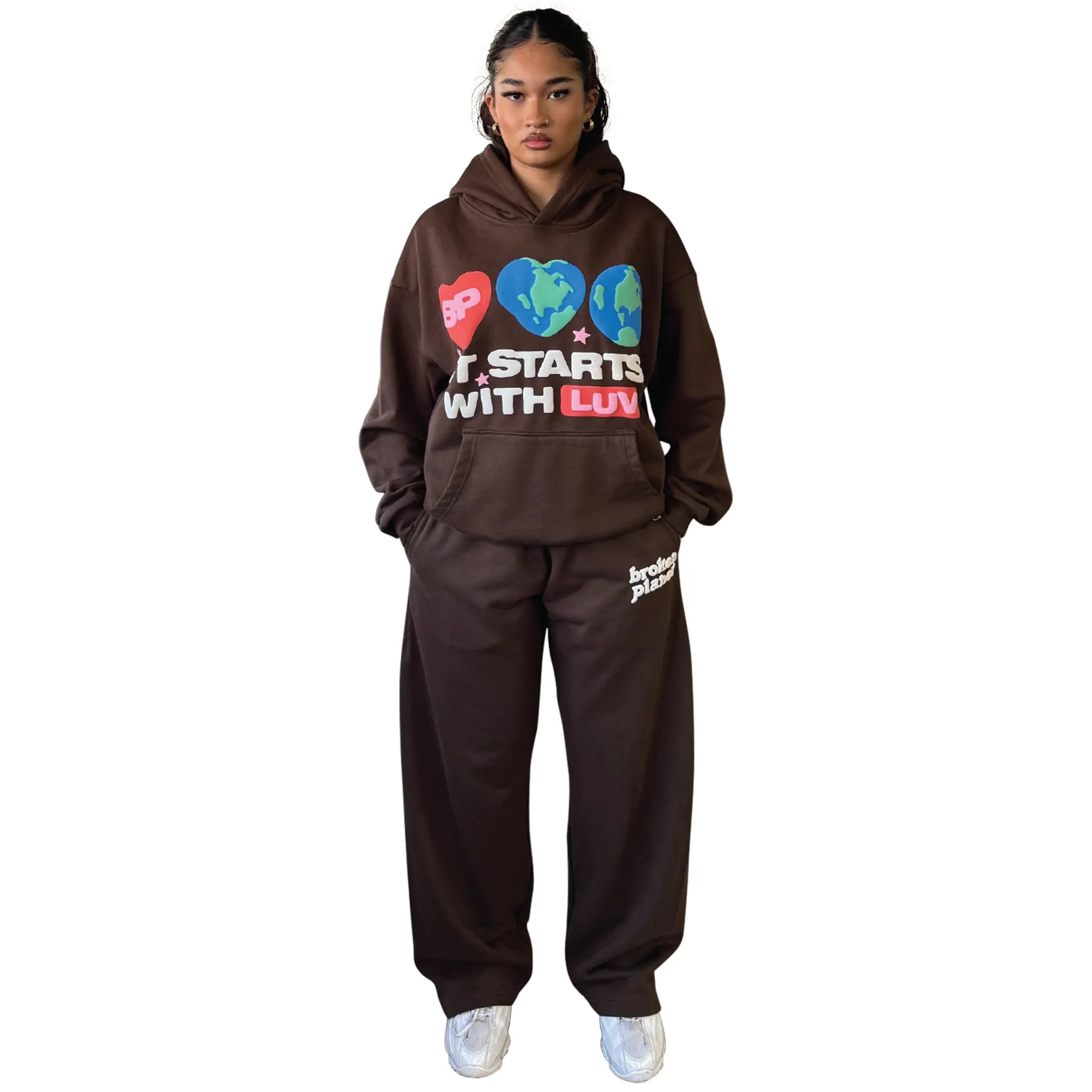 Broken Planet 'It Starts With Luv' Mocha Brown Hoodie - Trendy Streetwear for Men & Women | Perfect for Casual Outfits, Fall Fashion, and Urban Lifestyle