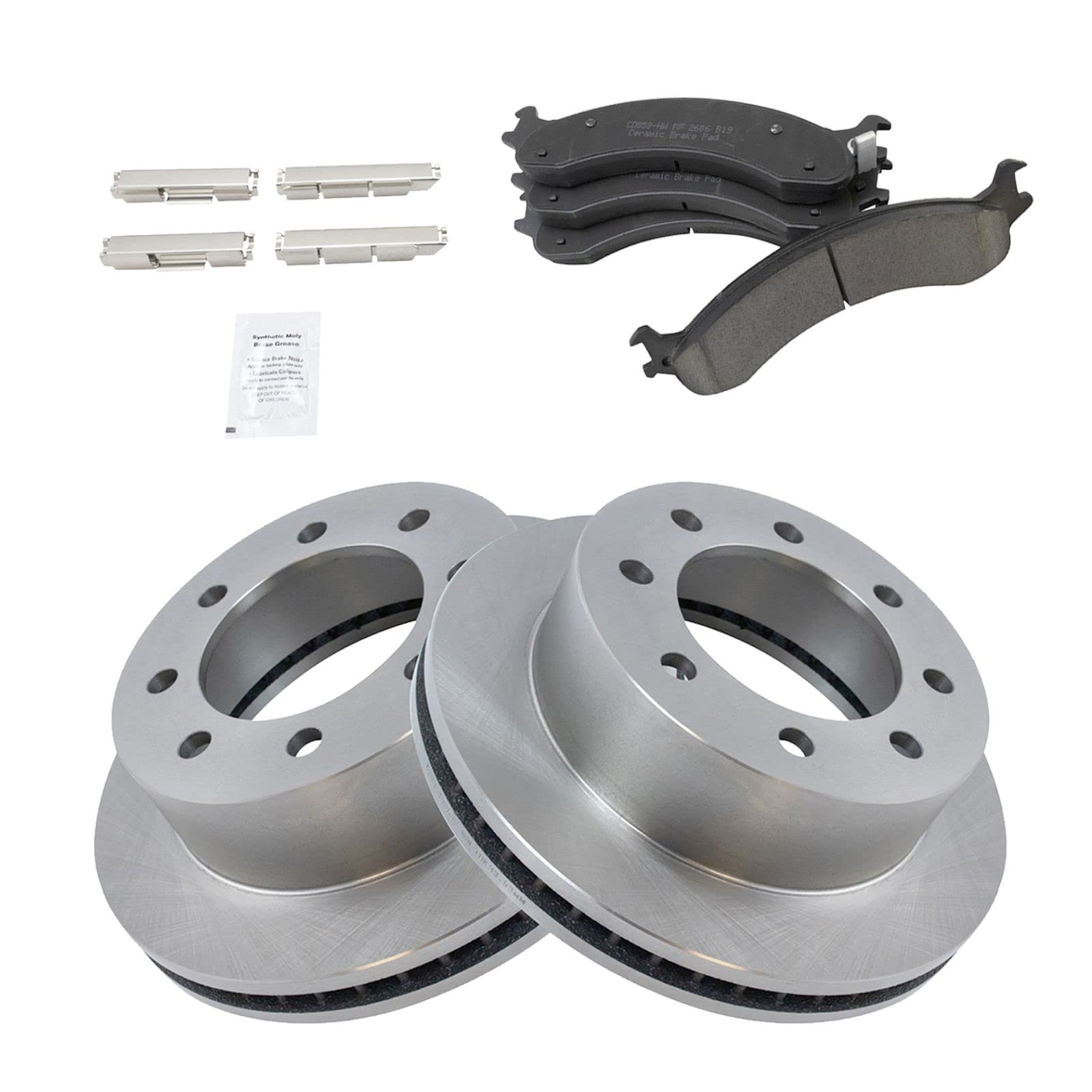 High-Performance Front Brake Pad & Rotor Kit - Ceramic Brake Pads & Rotors for 2000-2002 Dodge Ram 2500/3500 - Perfect for Heavy-Duty Towing & Off-Road Driving