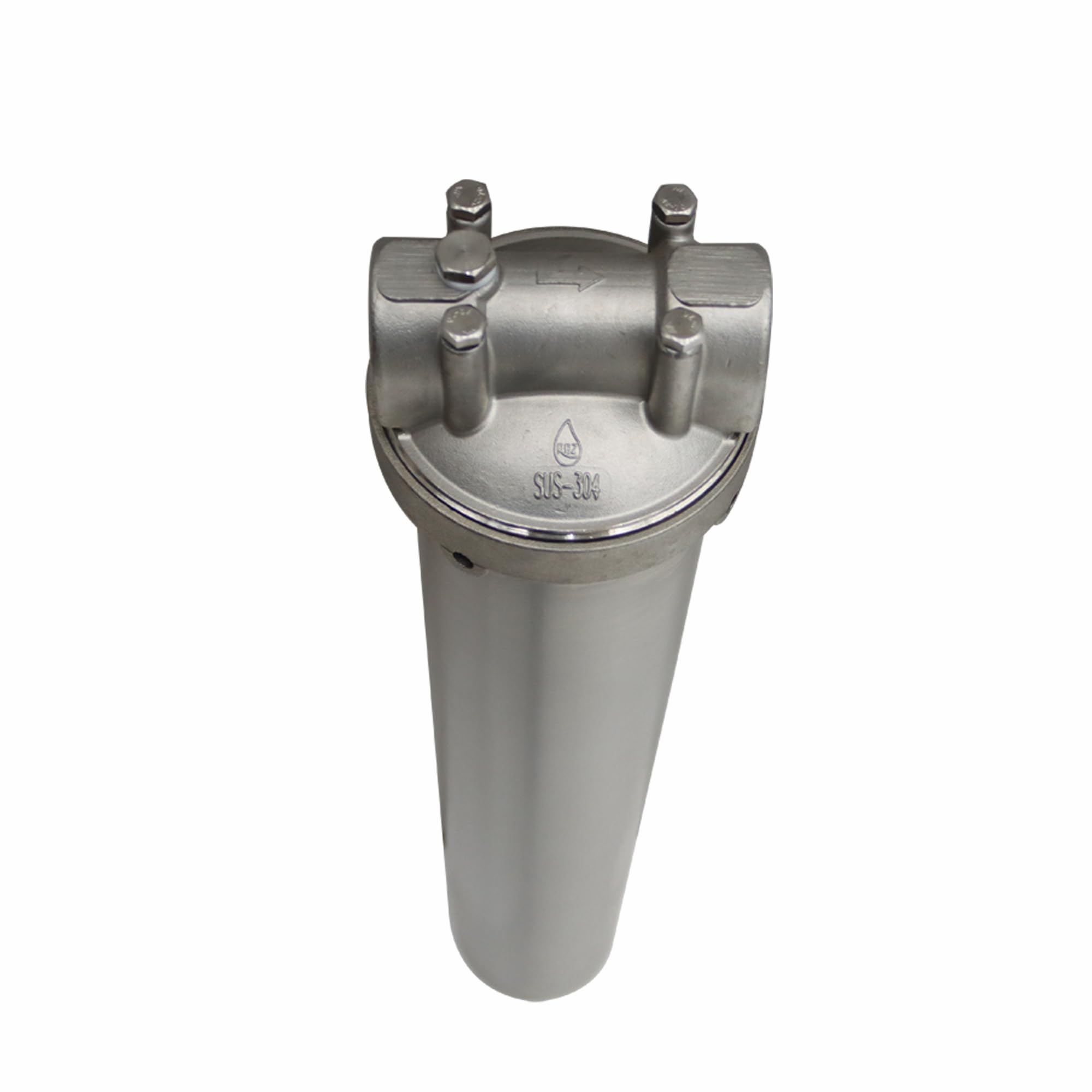 Heavy Duty 20 Inch Stainless Steel Water Filter Housing with 1 Inch NPT Inlet/Outlet - Includes Bracket and Wrench Pin for Industrial, Commercial & Home Water Filtration Systems