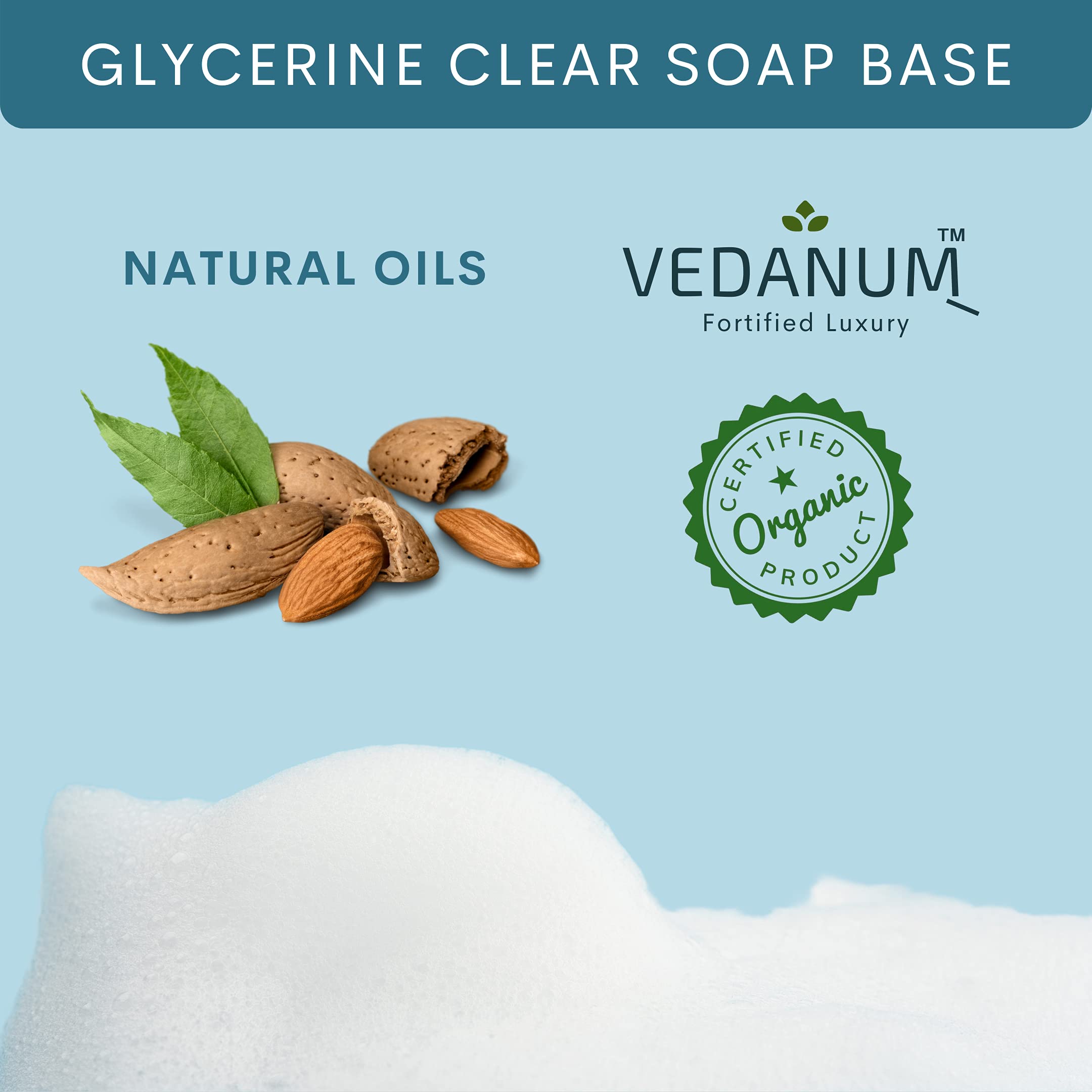VEDANUM Clear Aloe Vera Soap Base - 1KG Sulfate & Paraben Free, Moisturizing Melt & Pour Soap for DIY Skincare - Perfect for Handmade Soapmaking, Bath Bombs & Gift Sets